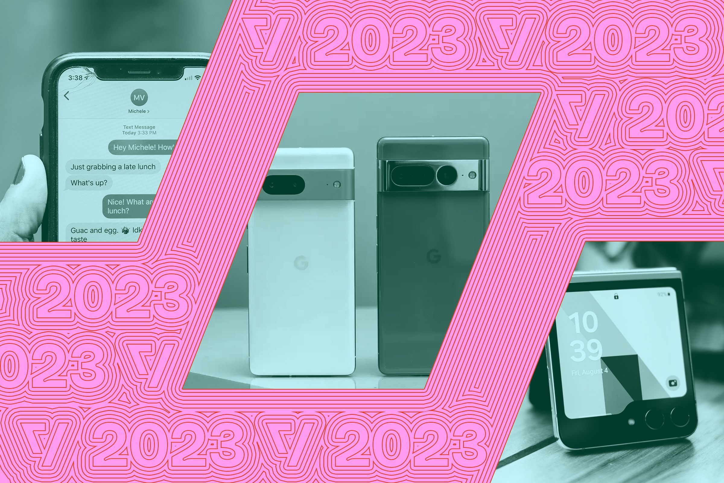 Vector photo collage of a new phones from 2023.