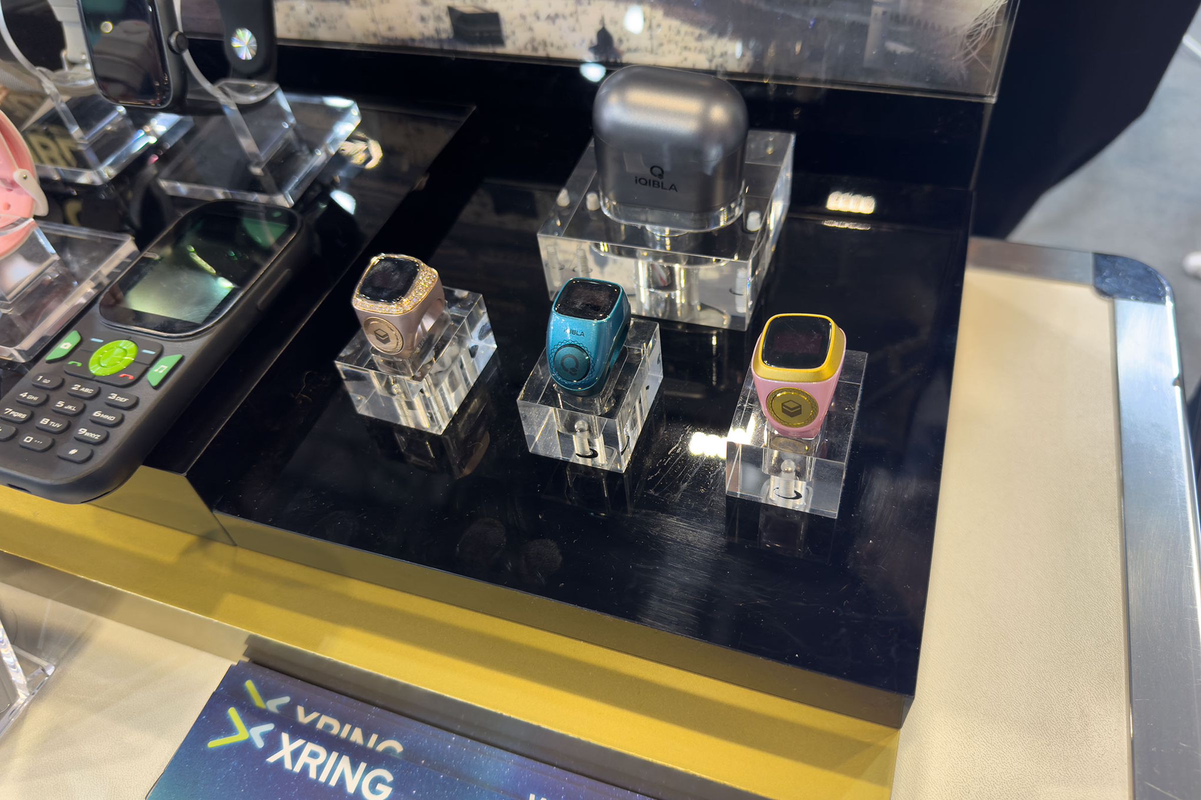 Three Zikr Rings in a display case