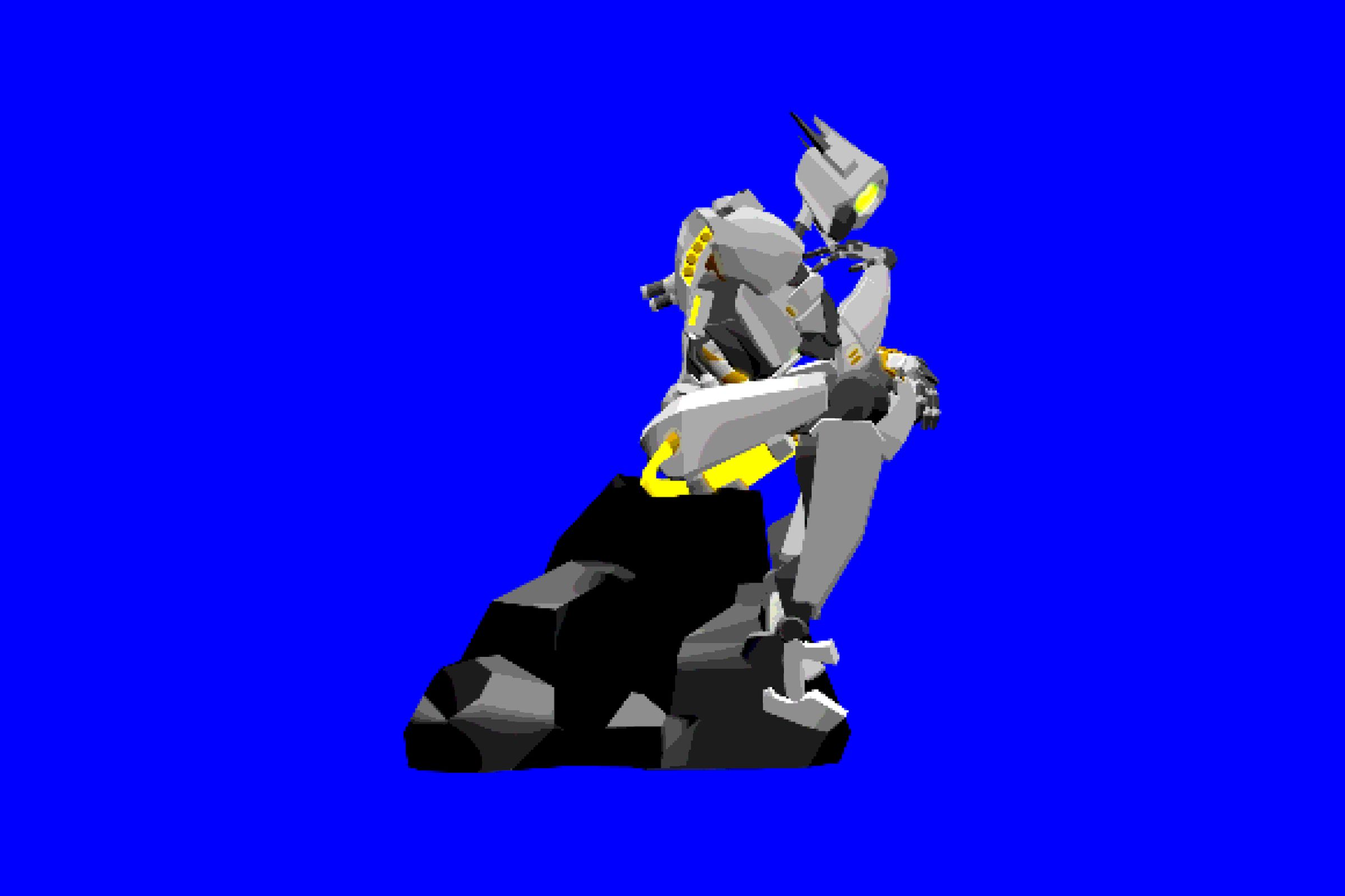 3D illustration of a robot version of “The Thinker”.