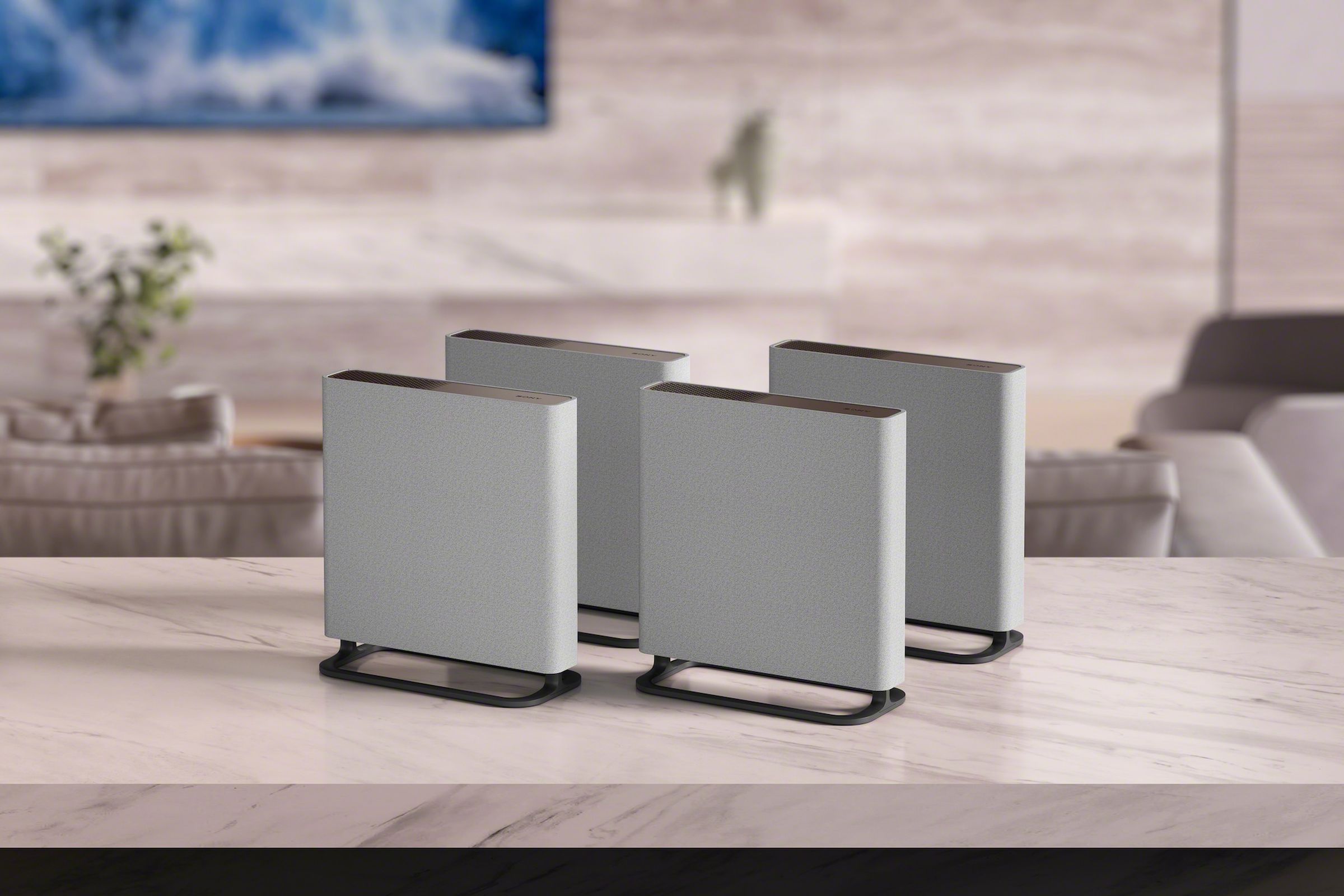 A marketing image of Sony’s Bravia Theater: Quad speaker system.