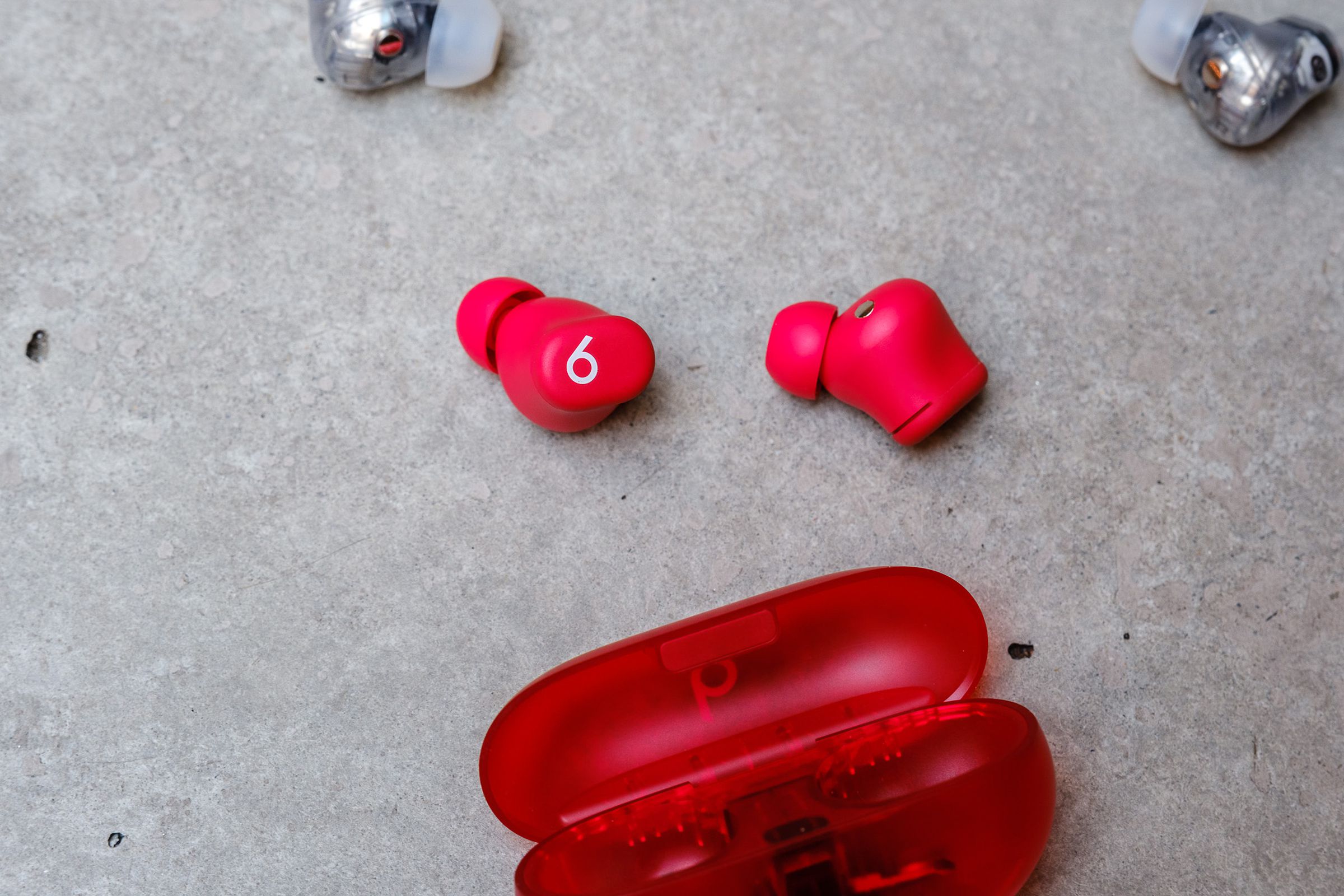 A photo of the Beats Solo Buds earbuds.