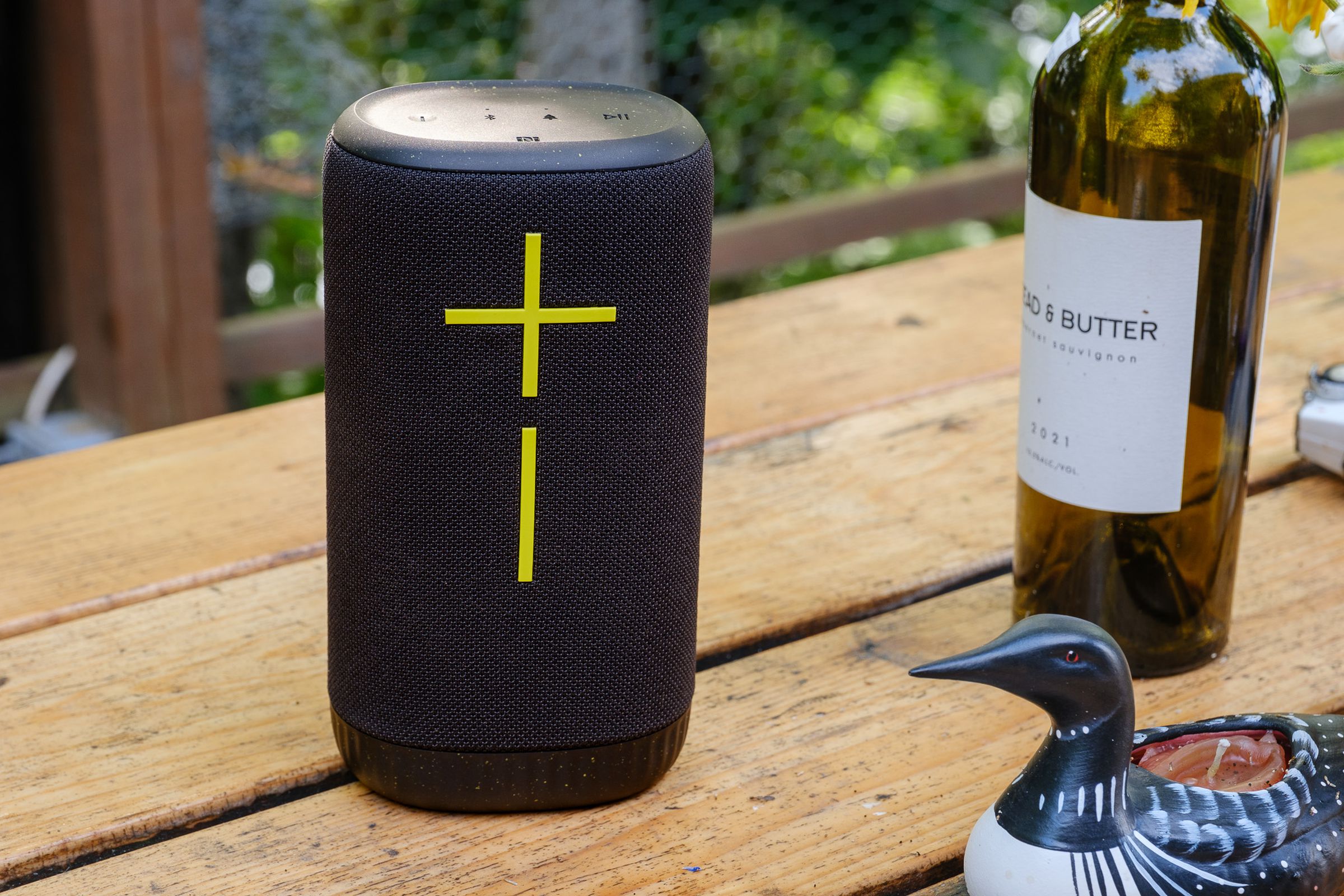 A photo of the Ultimate Ears Everboom portable Bluetooth speaker.