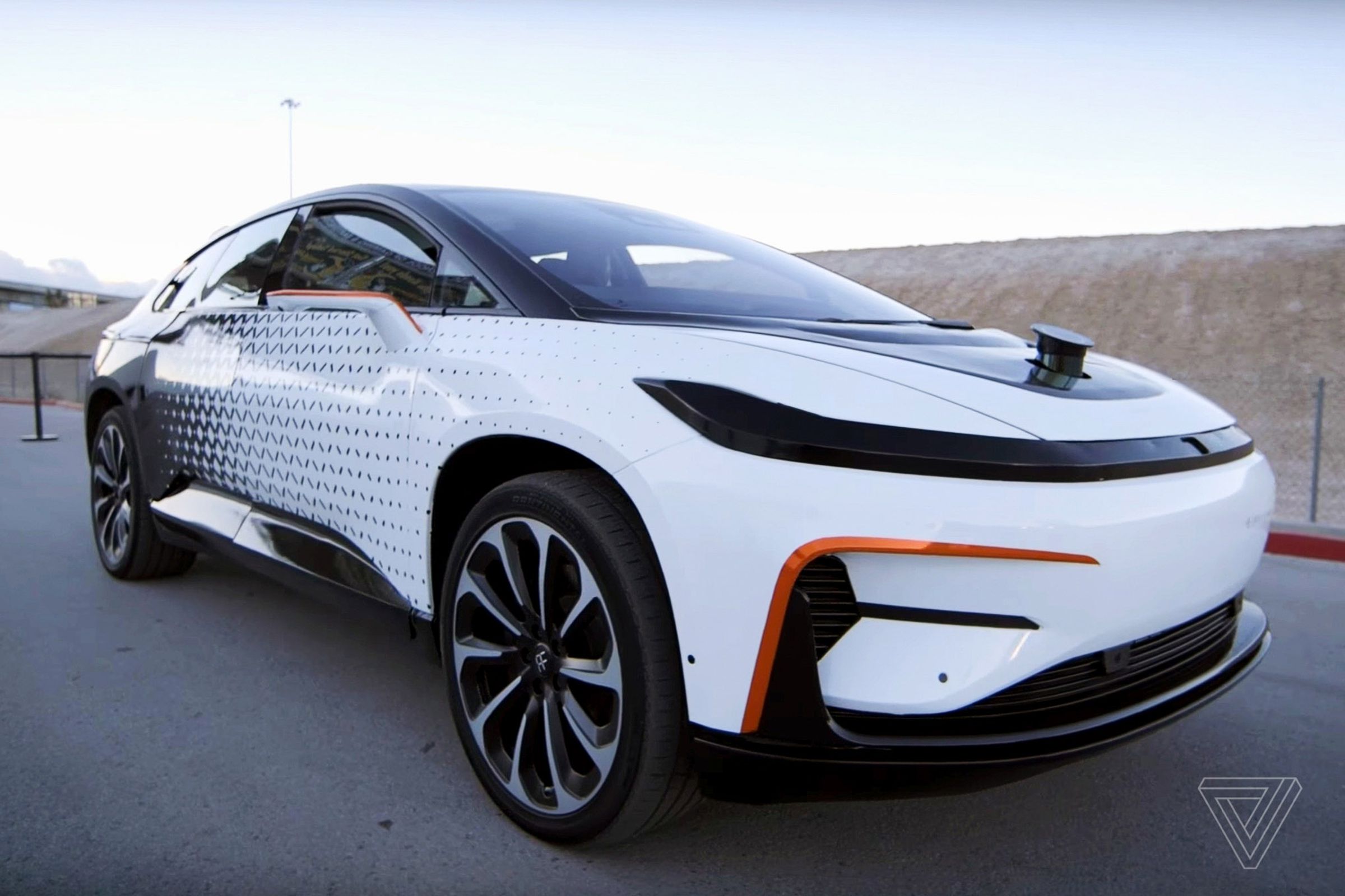 A prototype of the FF91, the car that Faraday Future hopes to build in the US later this year. 