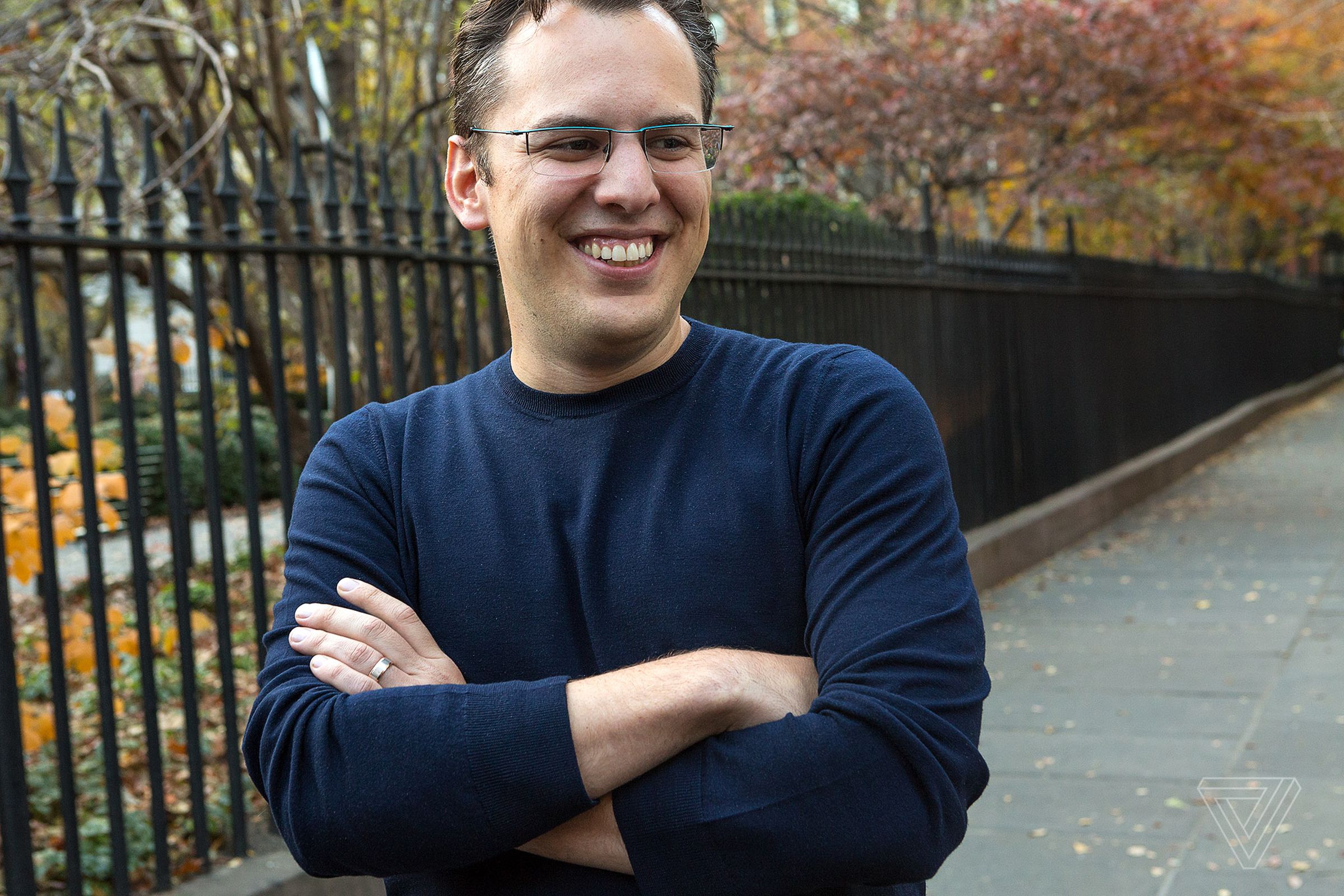 Mike Krieger, Instagram co-founder, photographed outside of Gramercy Park, New York.