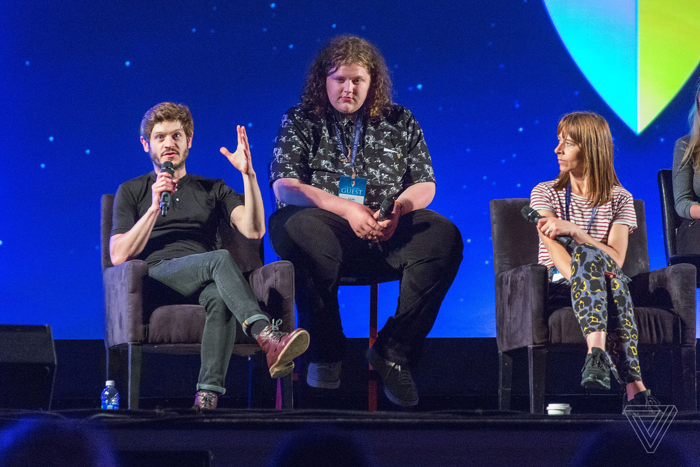 Iwan Rheon, Sam Coleman and Kate Dickie on the Dead Characters’ panel at Con of Thrones.
