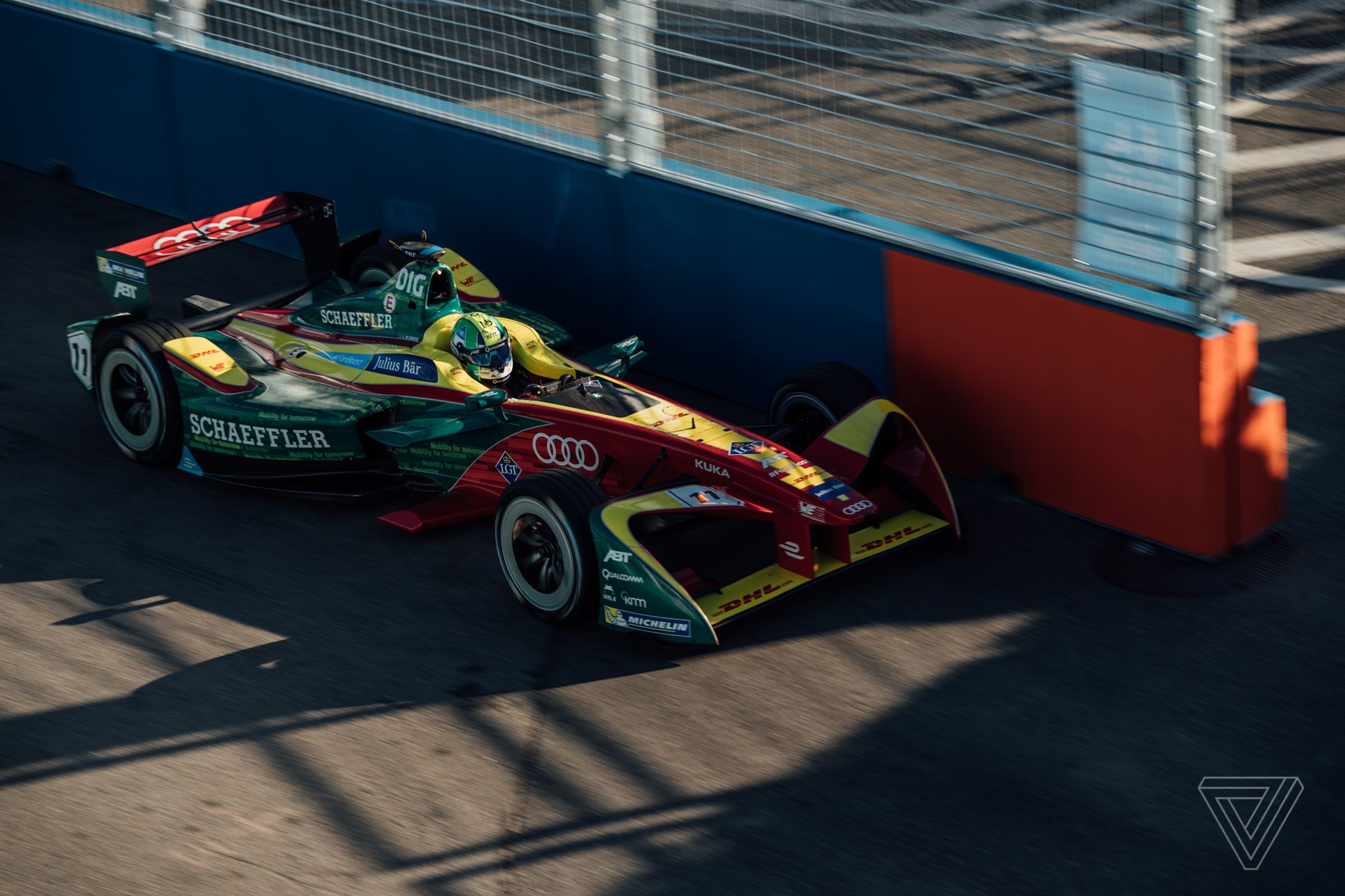 Lucas di Grassi on the track in Sunday’s morning practice.
