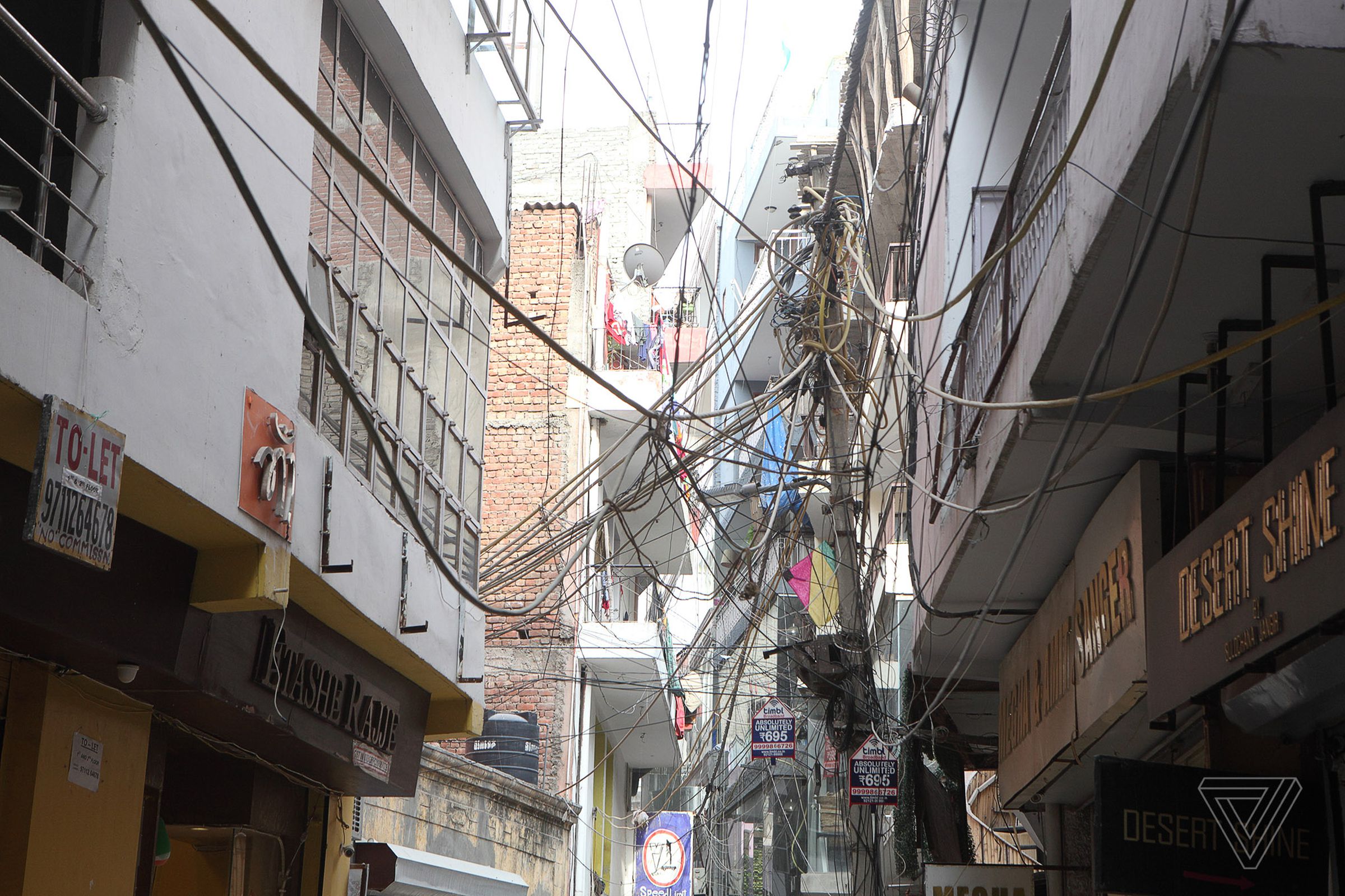 Electrical wires in New Delhi.