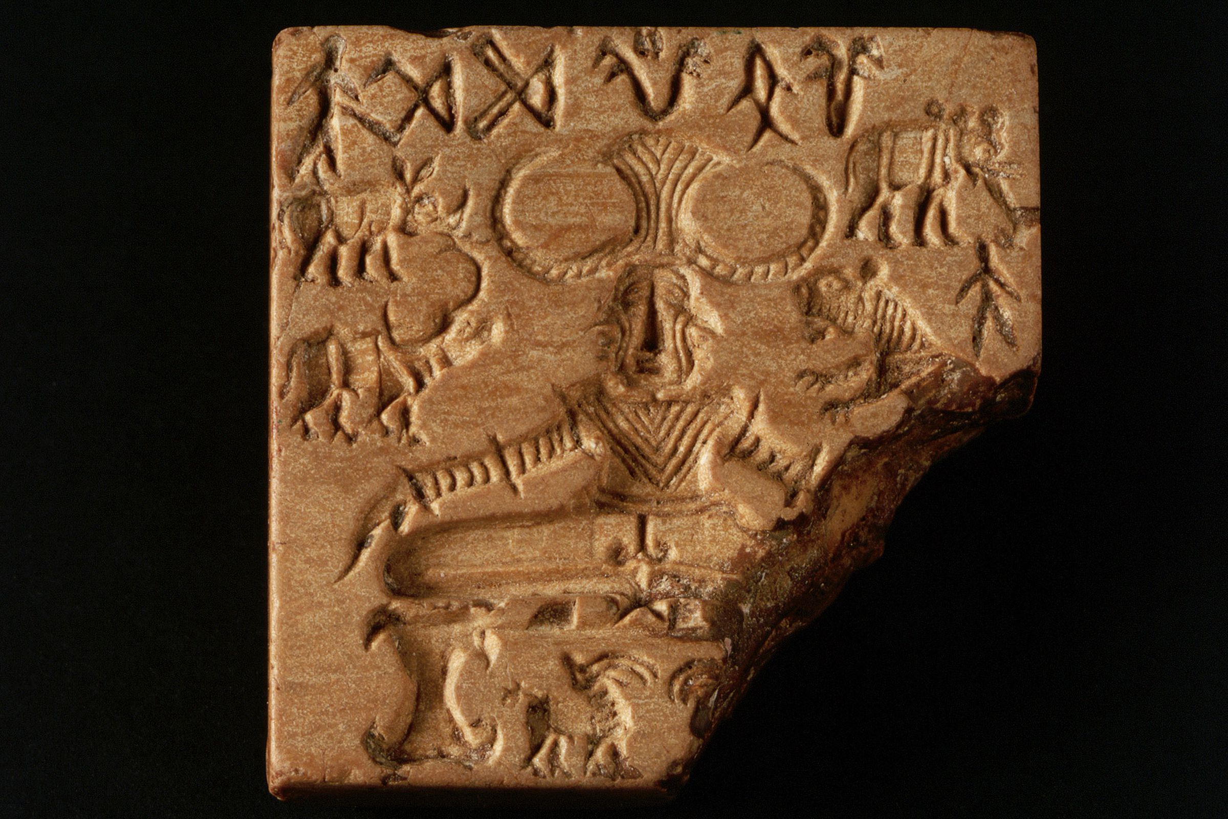 This seal comes from the Indus Valley Civilization and is currently housed in the National Museum of New Delhi.