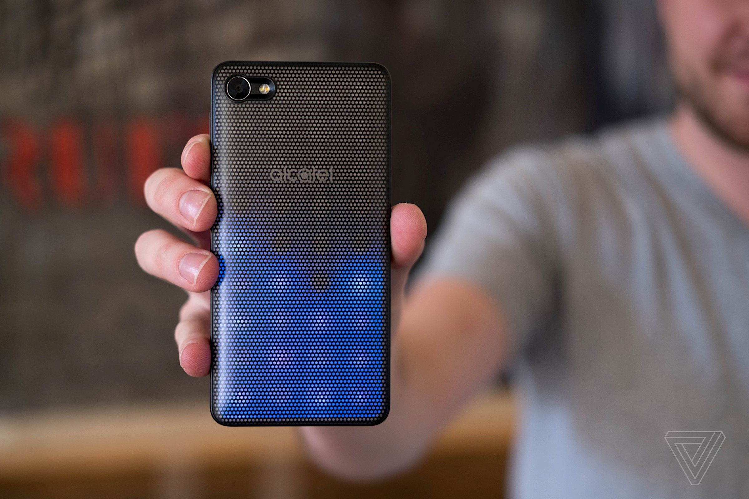 The Alcatel A5 with its light-up LED back.