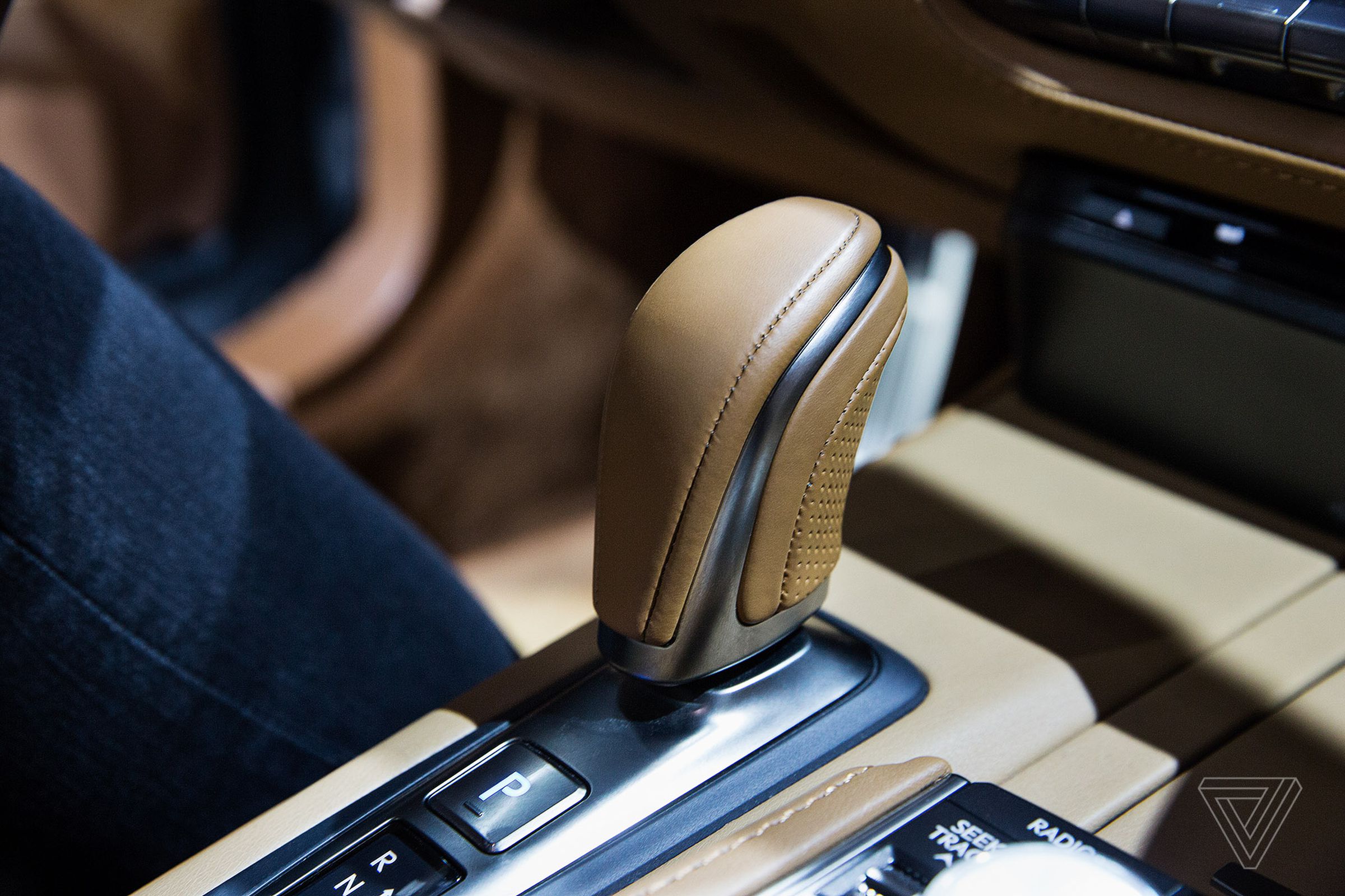 The interior of this Lexus LC 500h was all leather and suede with a joystick-like gear shift to match.