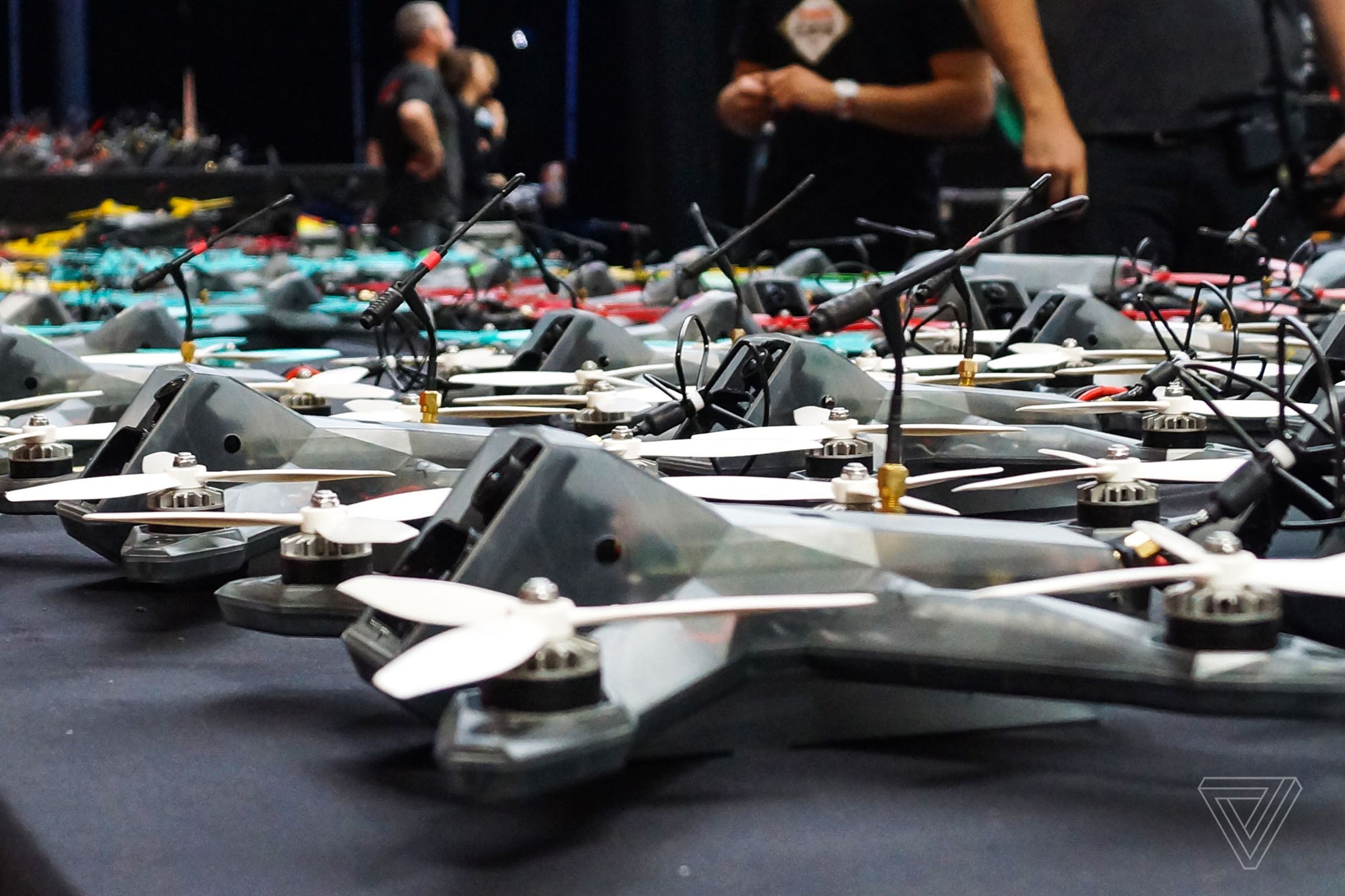 The DRL takes hundreds of identical drones to each race to create a level playing field for the pilots. 