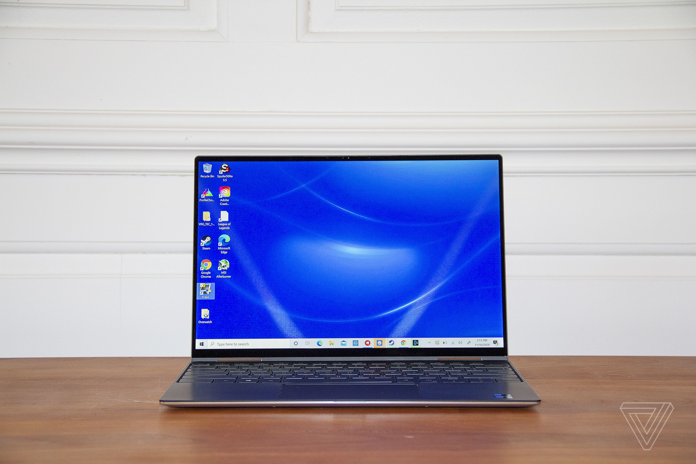 The Dell XPS 13 2-in-1 open, facing forward.