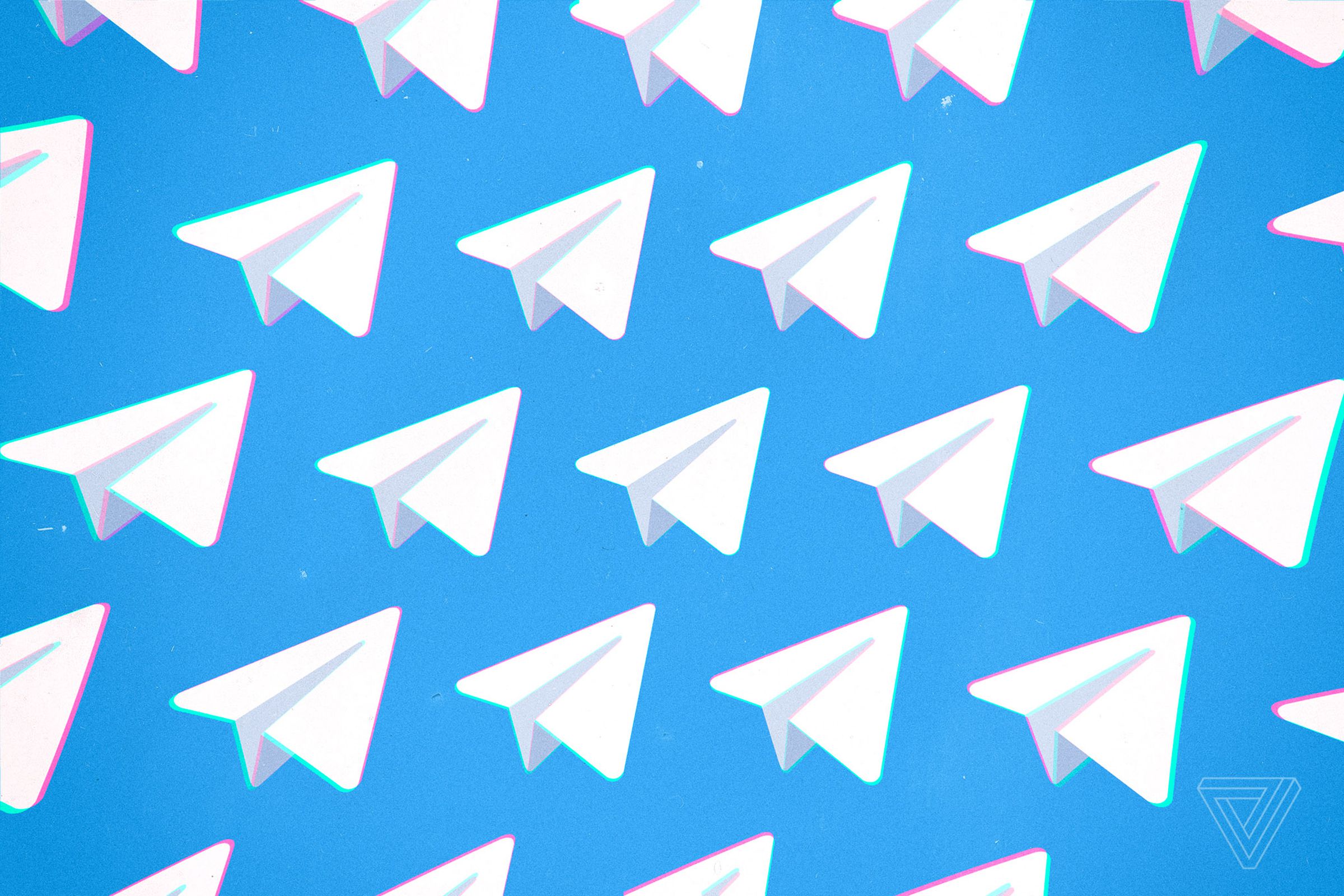 The Telegram logo repeated on a blue background.