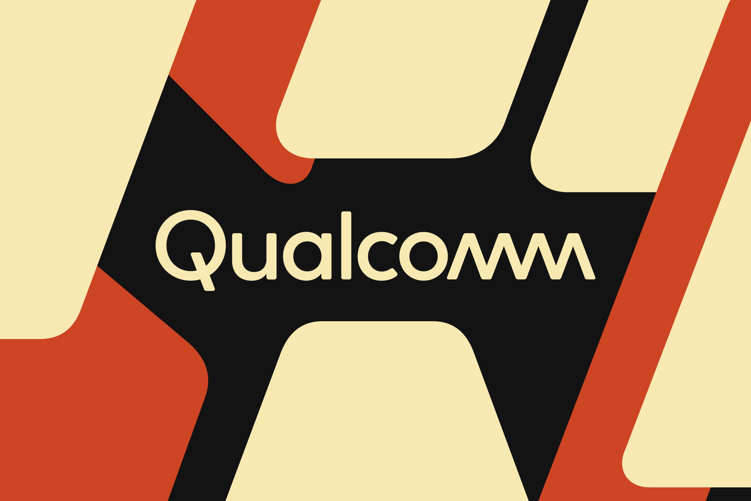 Qualcomm logo over a multicolored illustration
