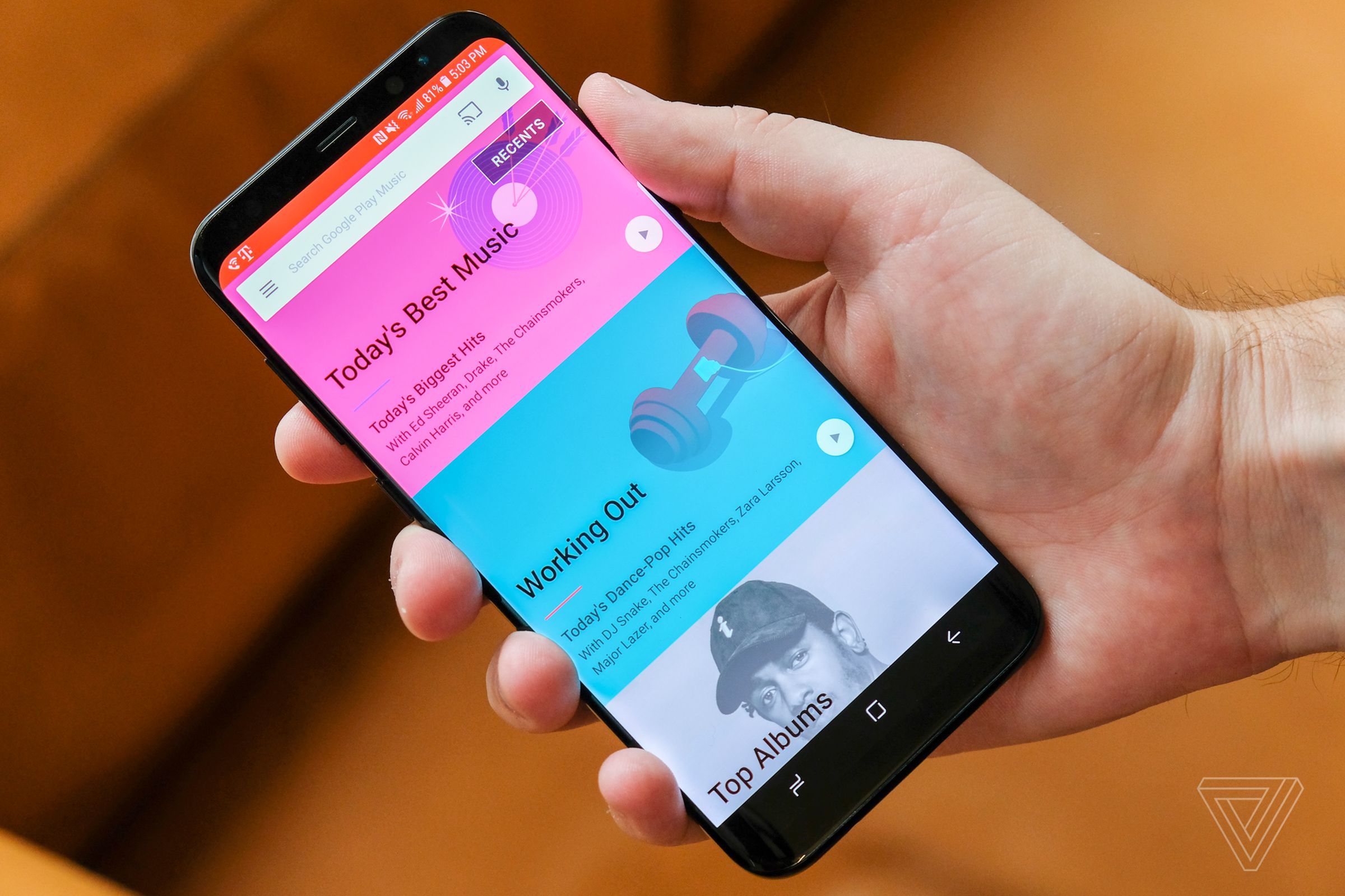 Google Play Music on Samsung’s Galaxy S8 smartphone