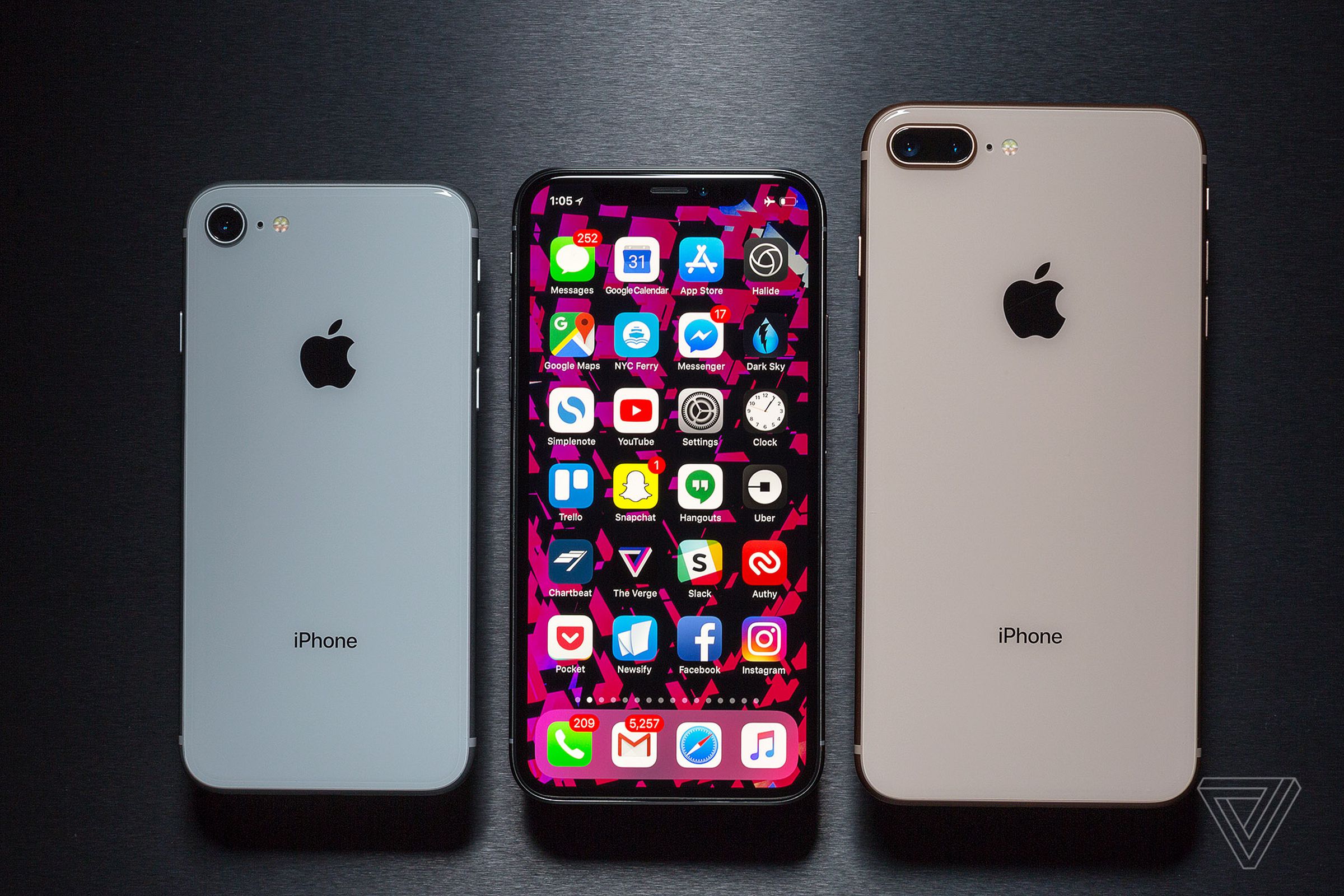 iPhone X between iPhone 8 and 8 Plus.