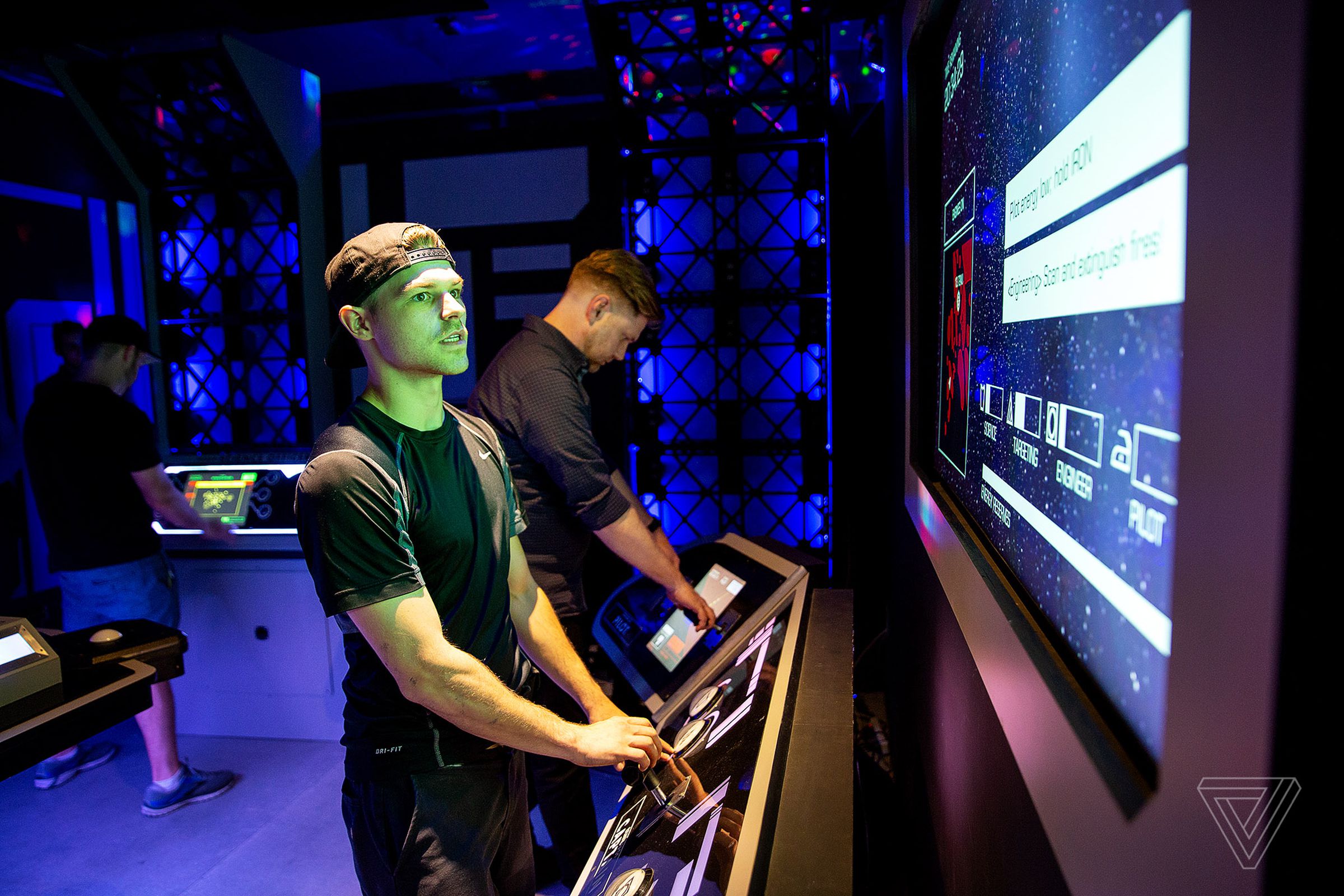 A group of players in a round of Space Squad in Space.