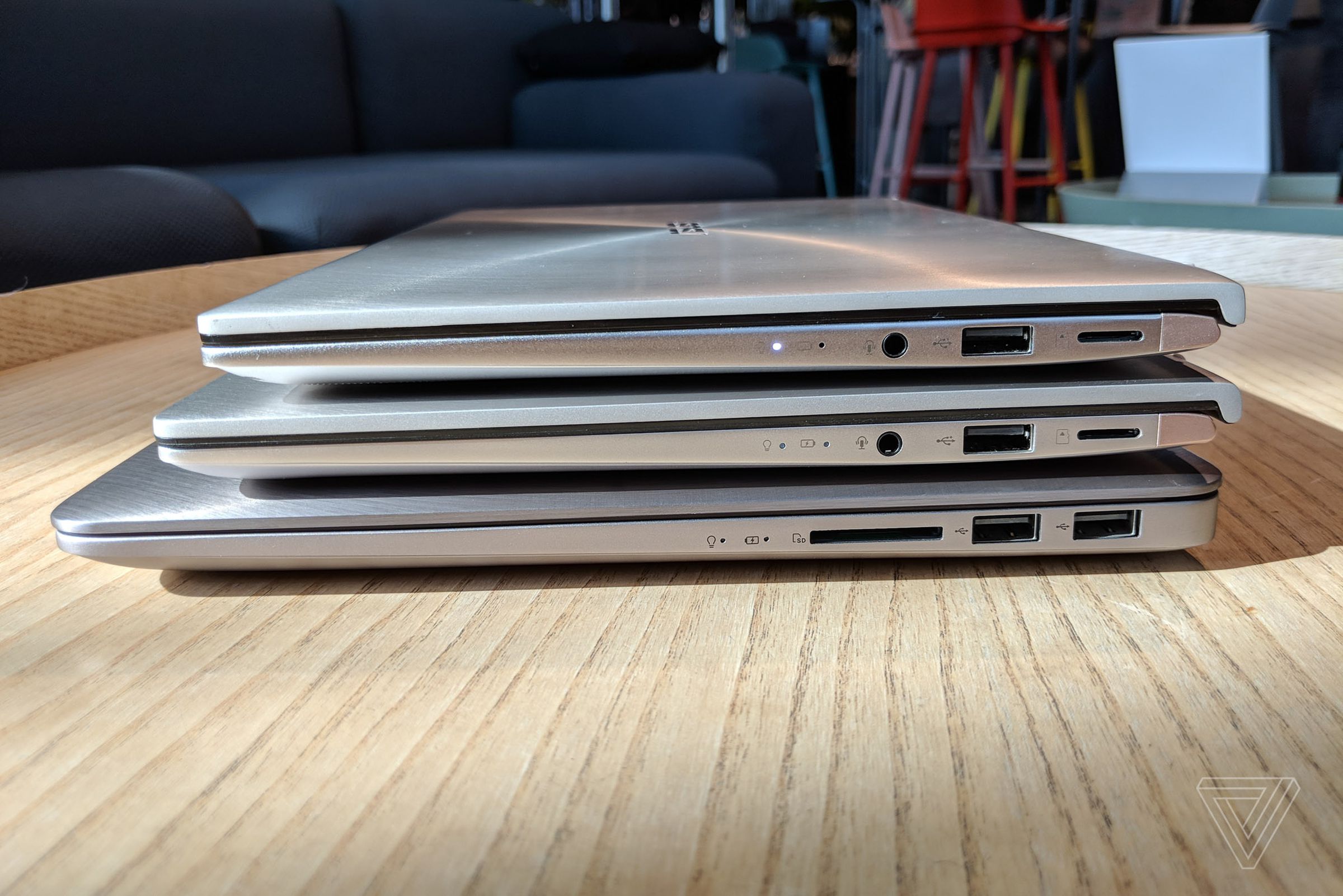 The new ZenBook 13 and 14 stacked atop last year’s ZenBook 13.