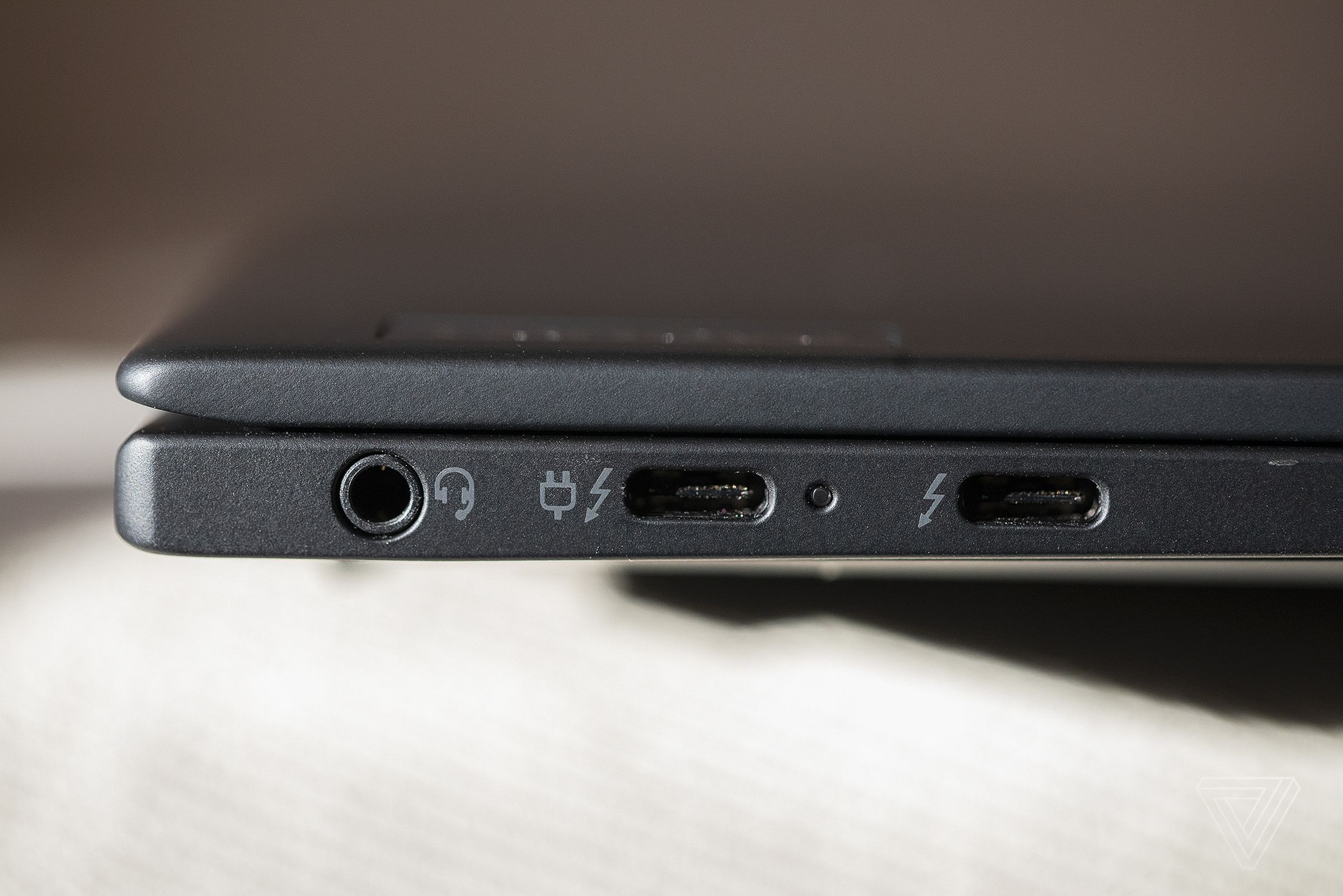 The ports on the left side of the ThinkPad X1 Nano.
