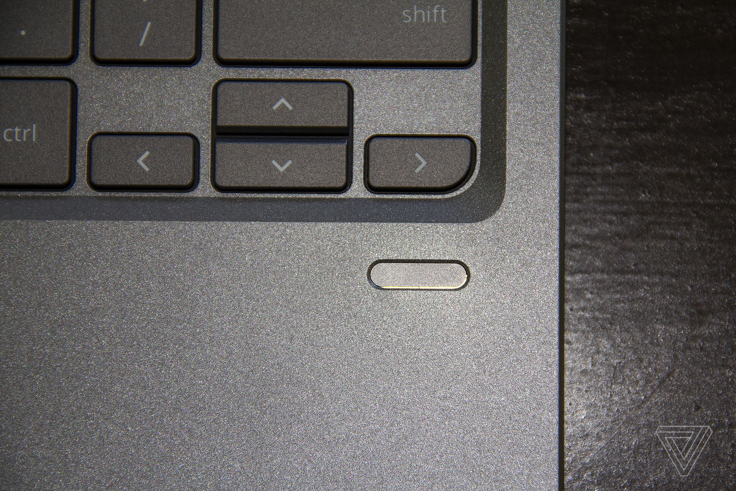 The fingerprint on the Chromebook Spin 713 seen from above.