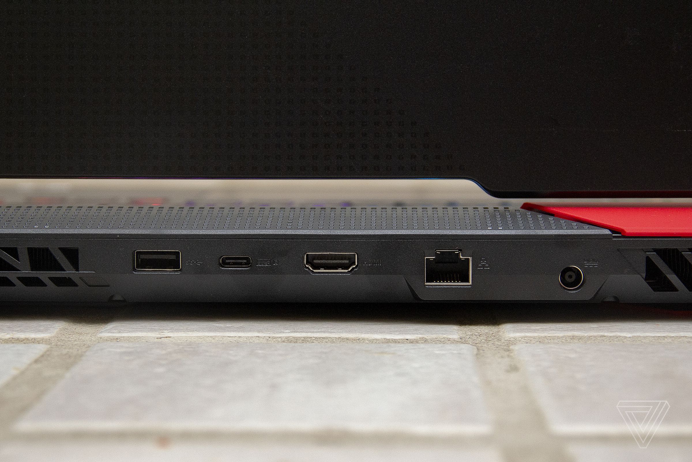 The ports on the back of the Asus ROG Strix G15 Advantage Edition.