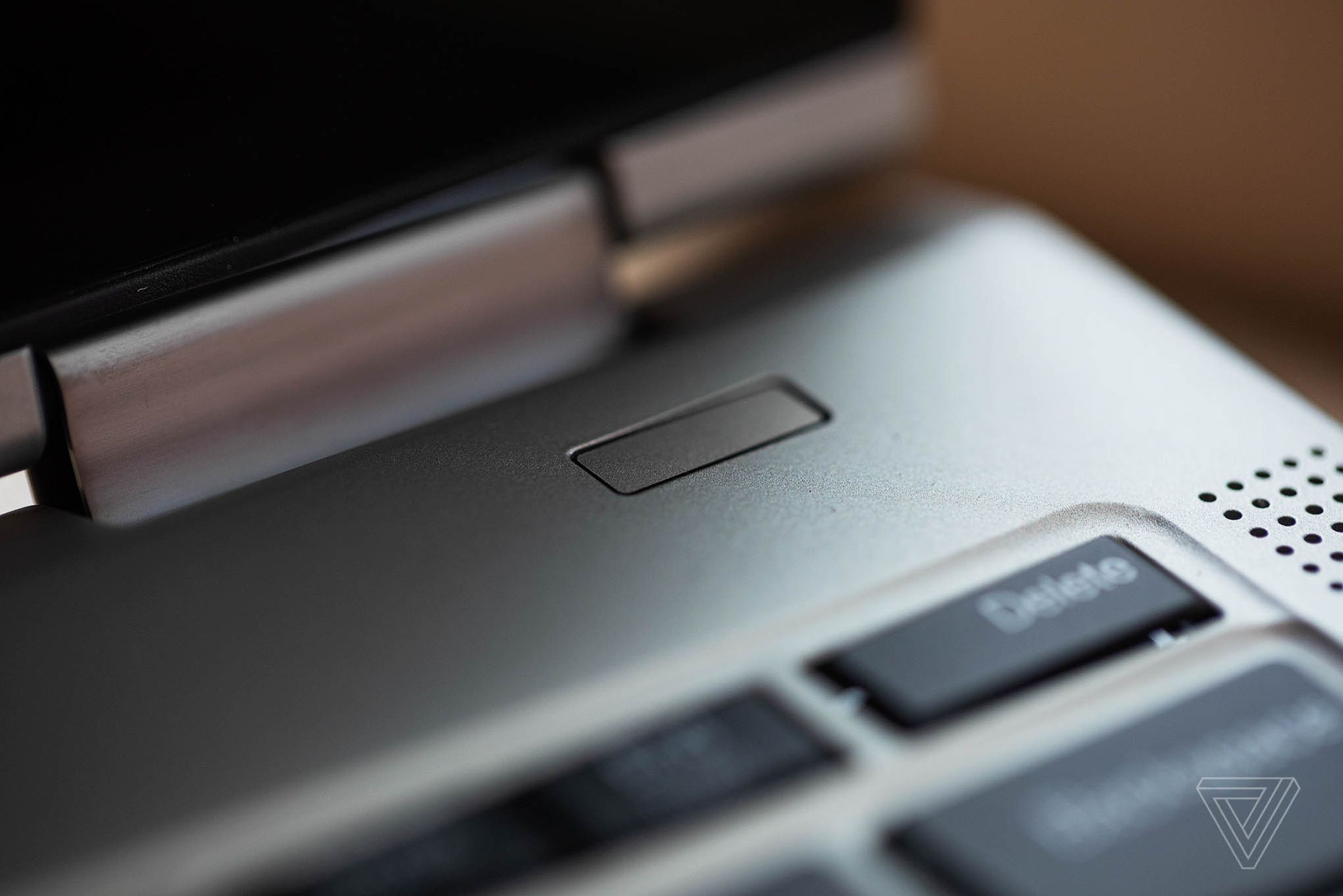 The fingerprint sensor on the Lenovo ThinkPad X1 Titanium Yoga.