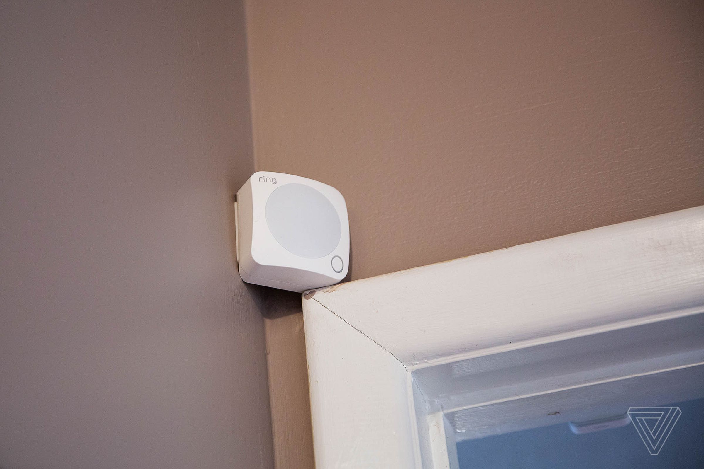 The motion sensor and contact sensor are small and unobtrusive, but the prominent Ring logo is annoying. 