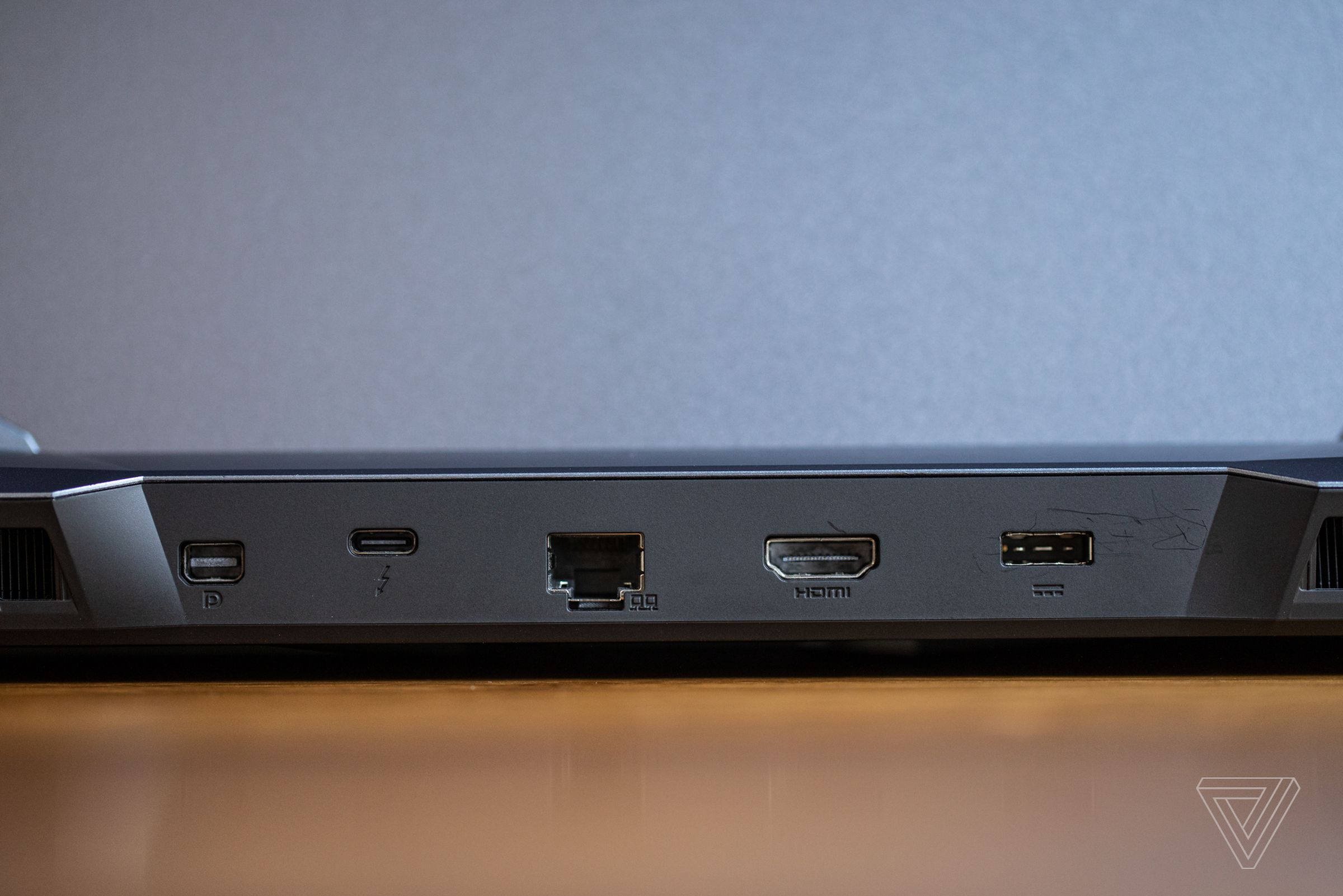 The ports in the back of the MSI GE76 Raider.