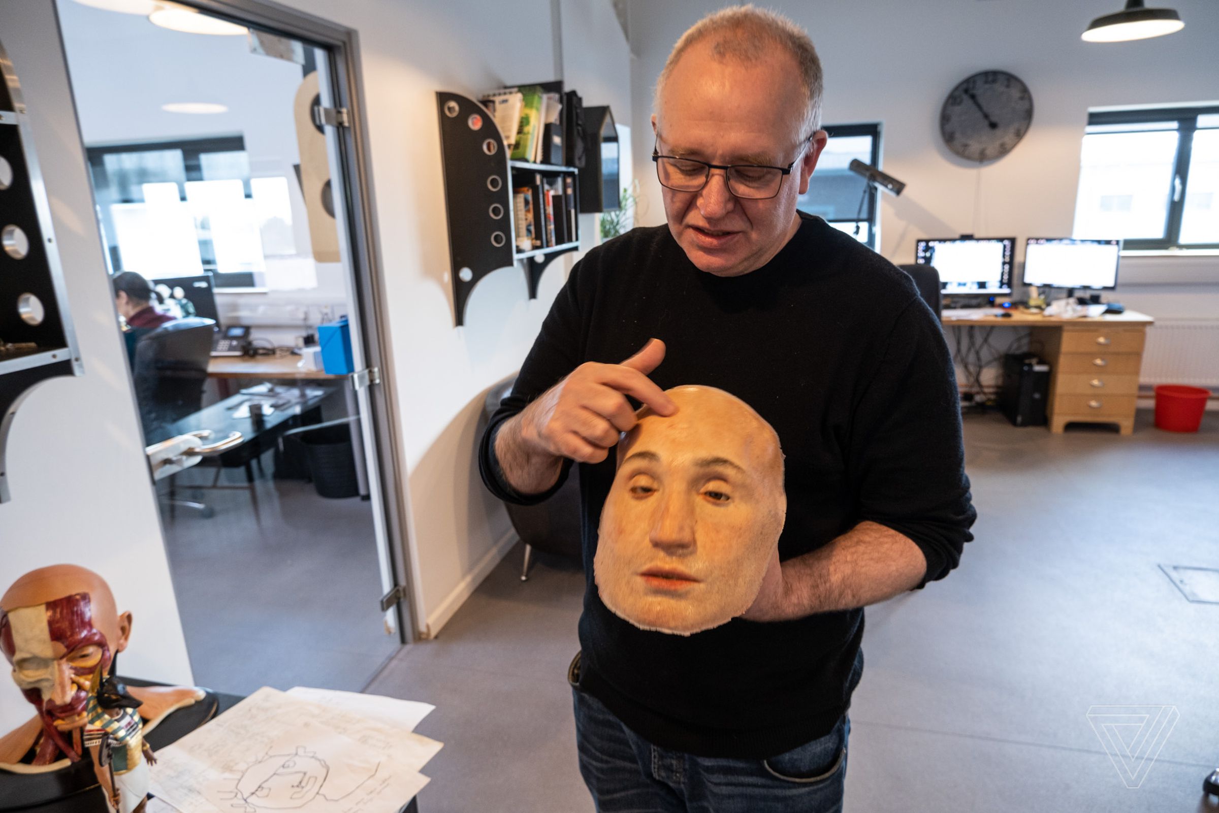 Engineered Arts CEO Will Jackson shows off the detail in a rubber face. 