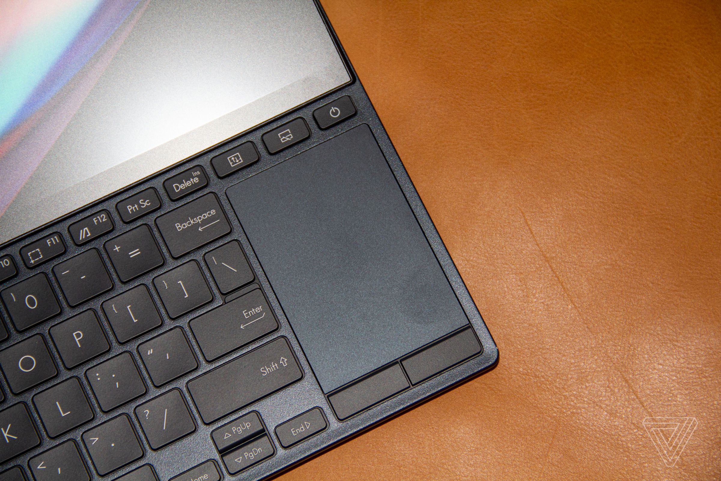 The touchpad of the Asus Zenbook Pro 14 Duo OLED seen from above.