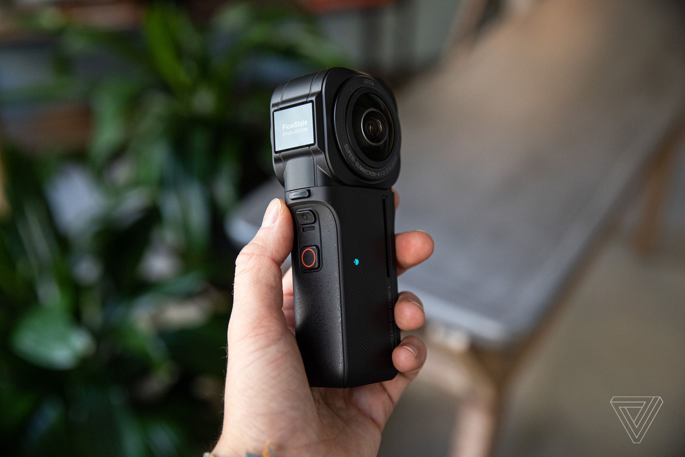 The power and record button are easy to press while using the camera with one hand.