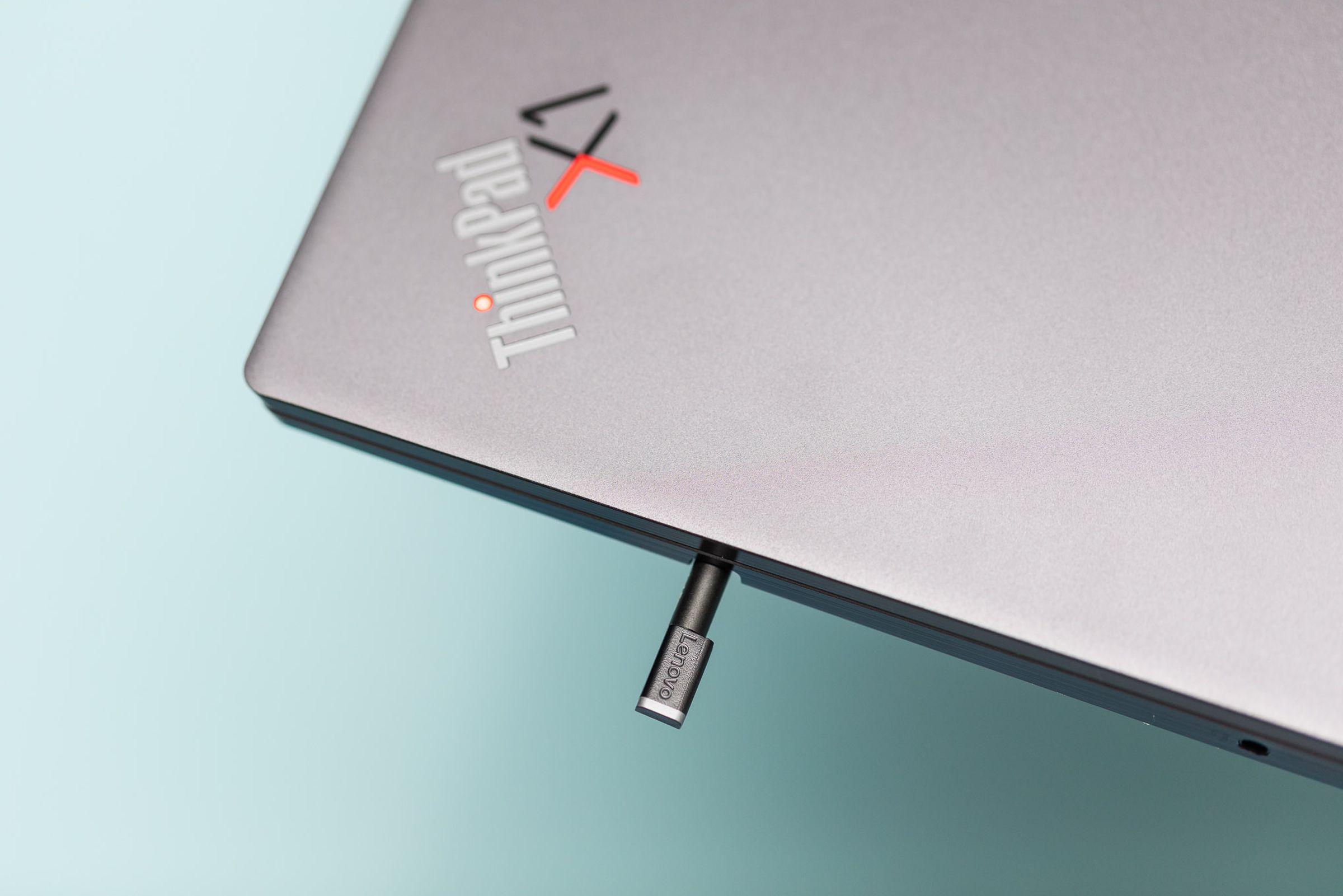 The ThinkPad X1 logo on the Lenovo ThinkPad X1 Yoga Gen 7.