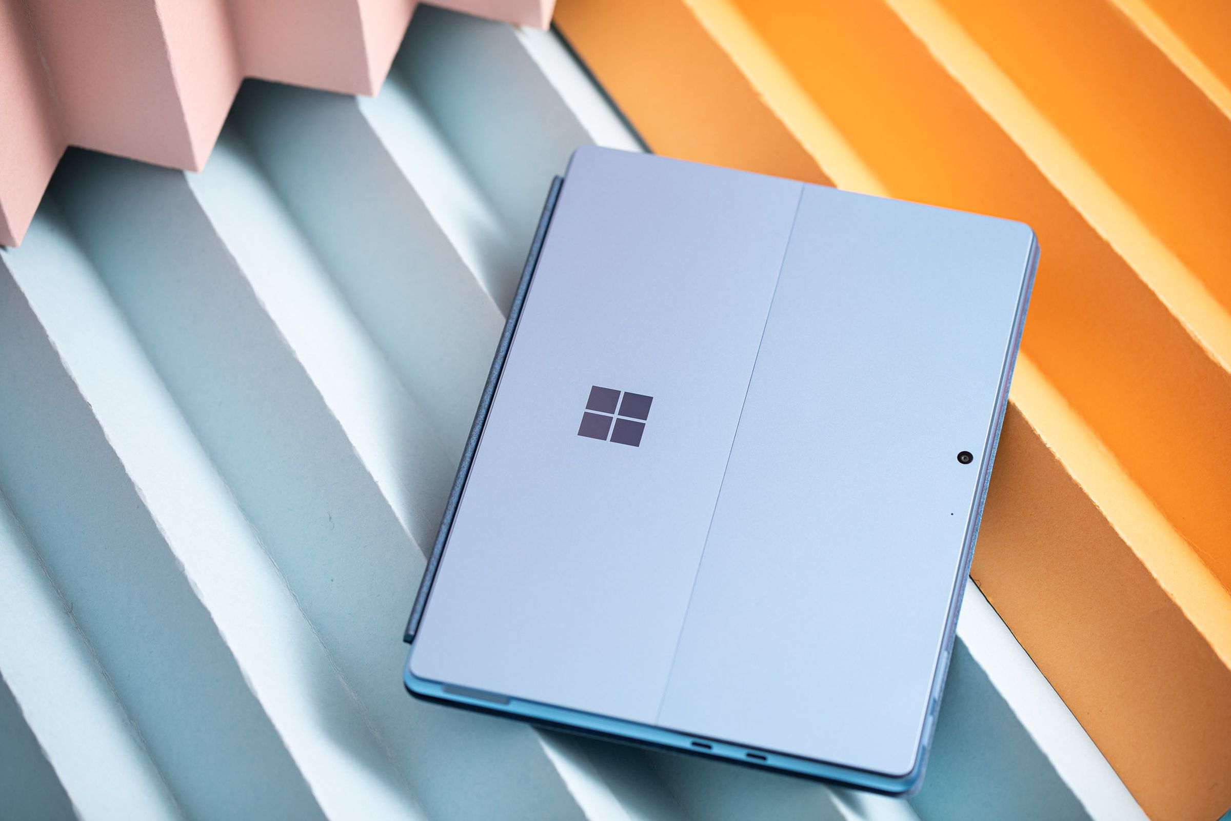 The Microsoft Surface Pro 9 closed, seen from above.