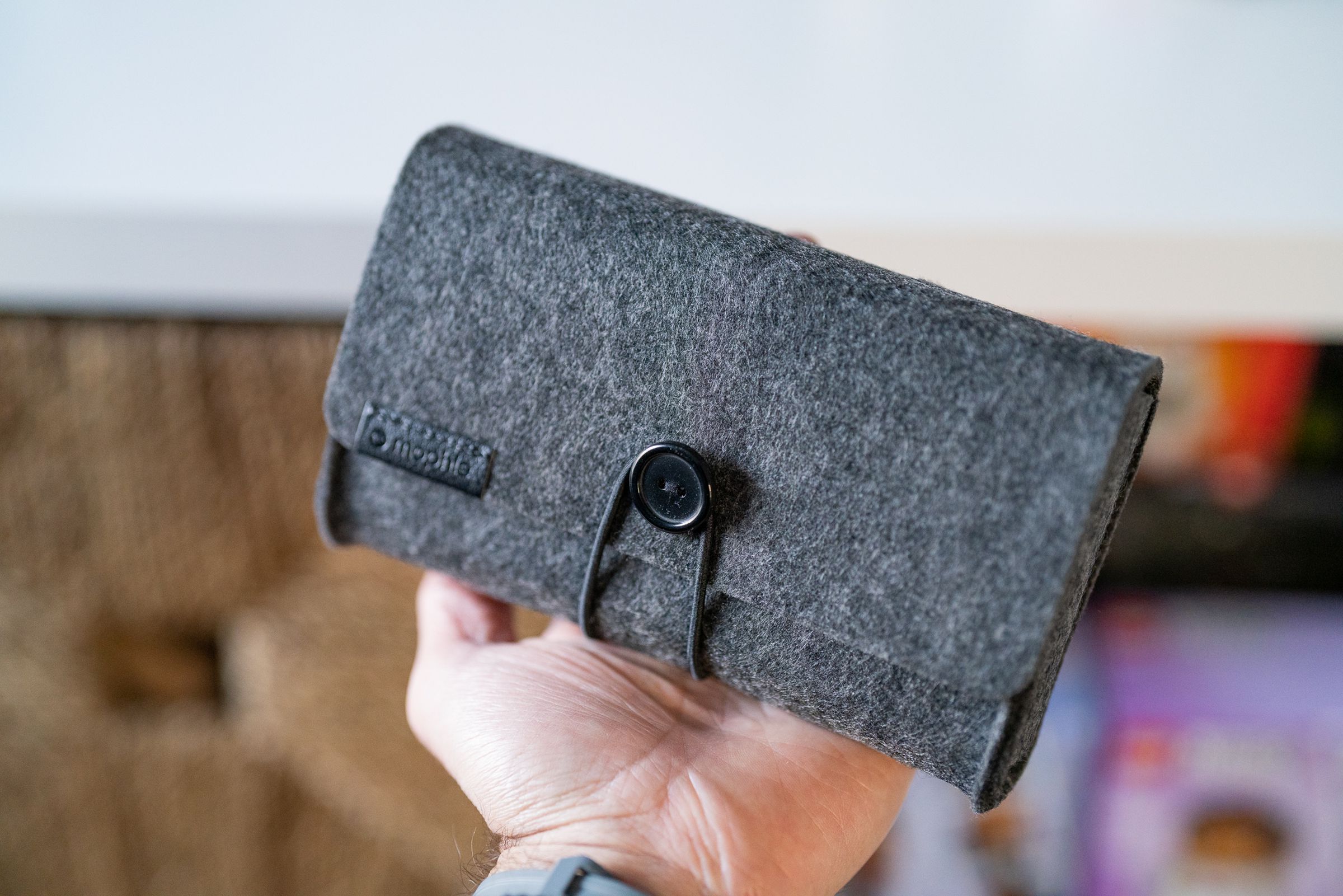 The fabric travel case Mophie includes is quite handsome and handy.