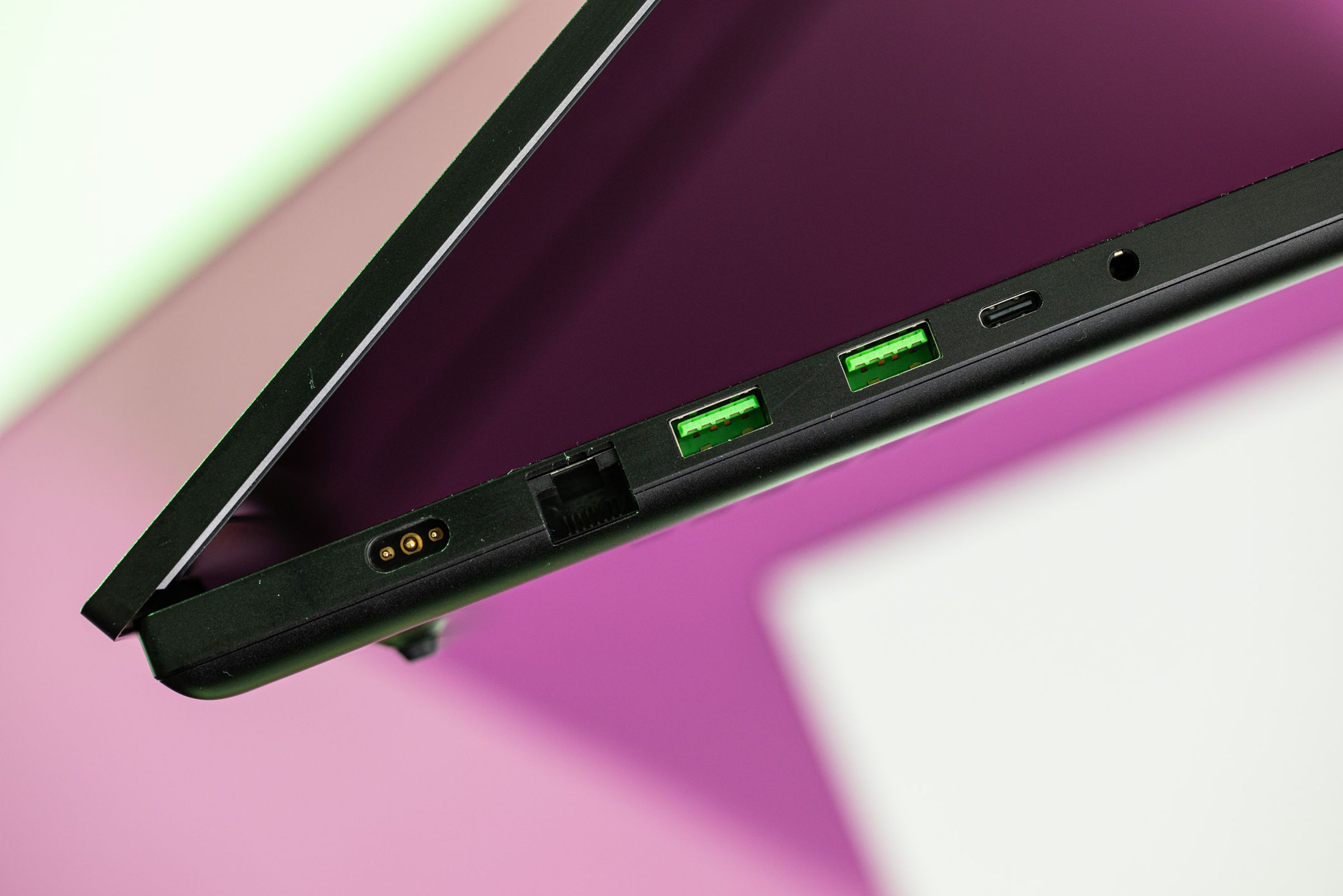 The ports on the left side of the Razer Blade 18.