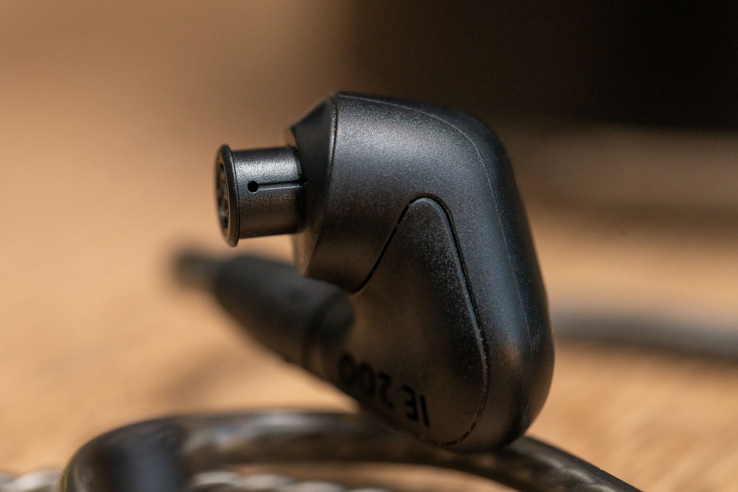 A close-up of Sennheiser’s IE 200 earbuds.