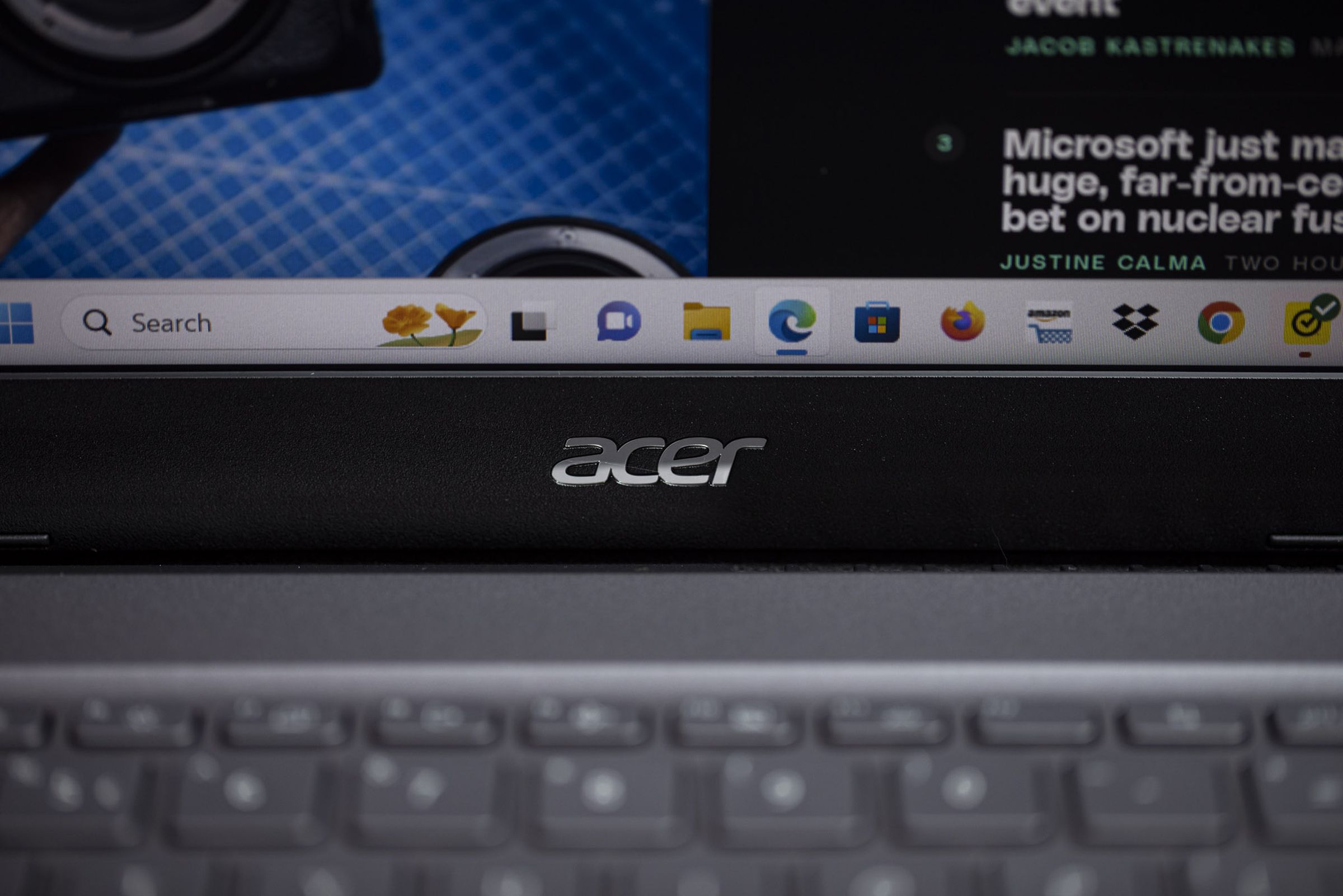 The Acer logo on the Acer Aspire 5.