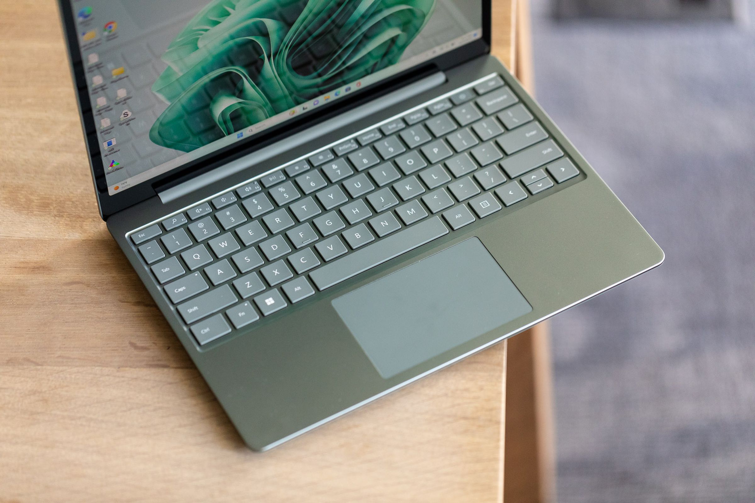 The Surface Laptop Go 3 keyboard seen from above.