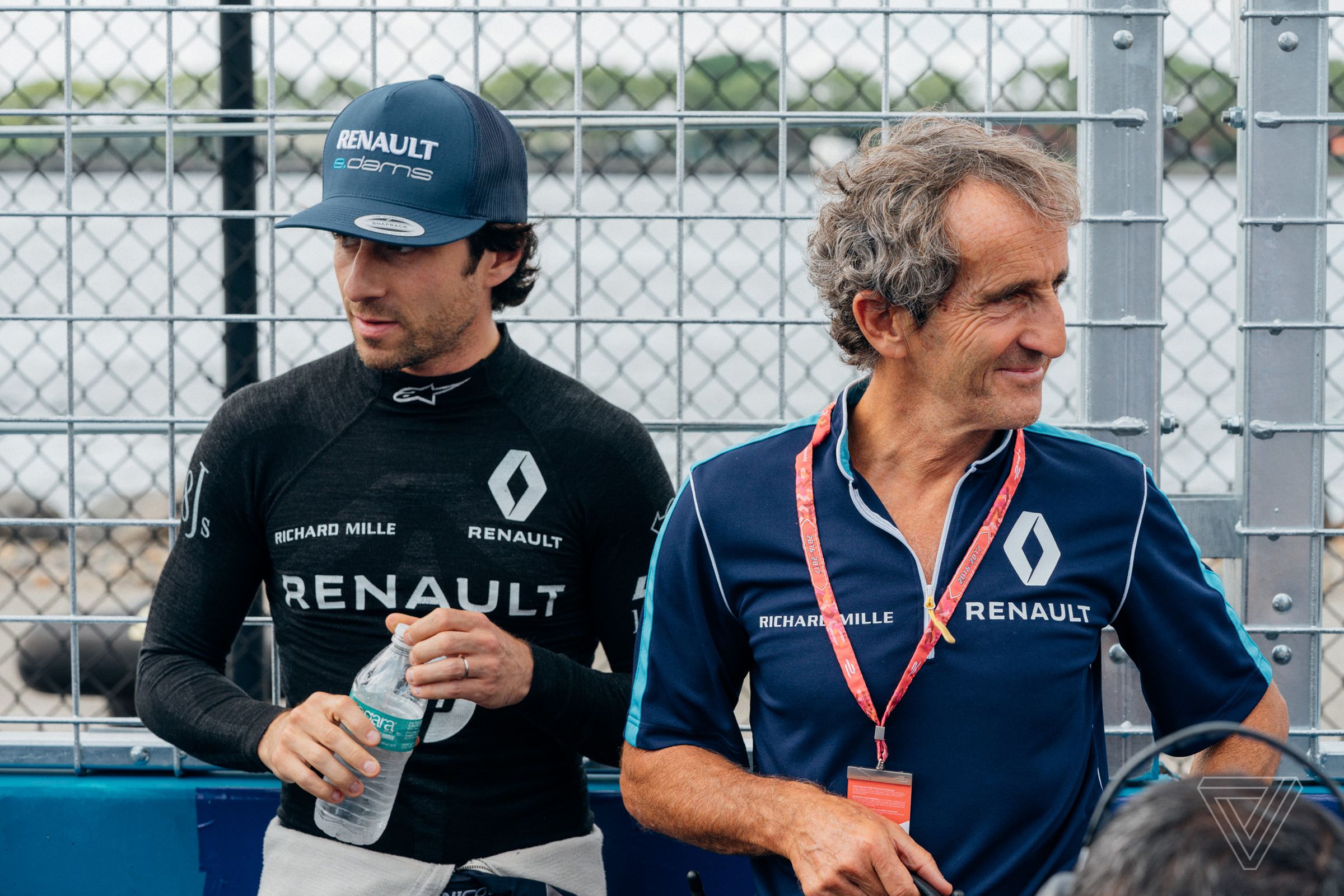 Renault driver Nico Prost stands next to his father, Alain, a four-time F1 champion. Nico Prost had extra pressure on his shoulders in NYC, because his teammate, Sebastien Buemi, was absent.