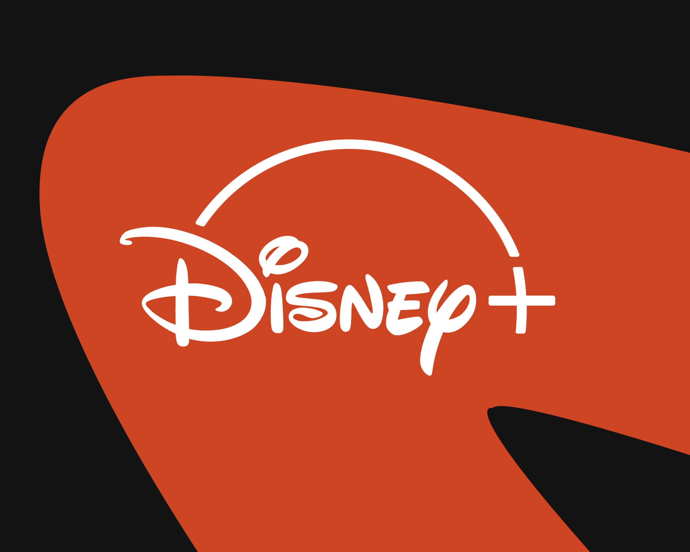 Disney Plus logo on a black and red background.