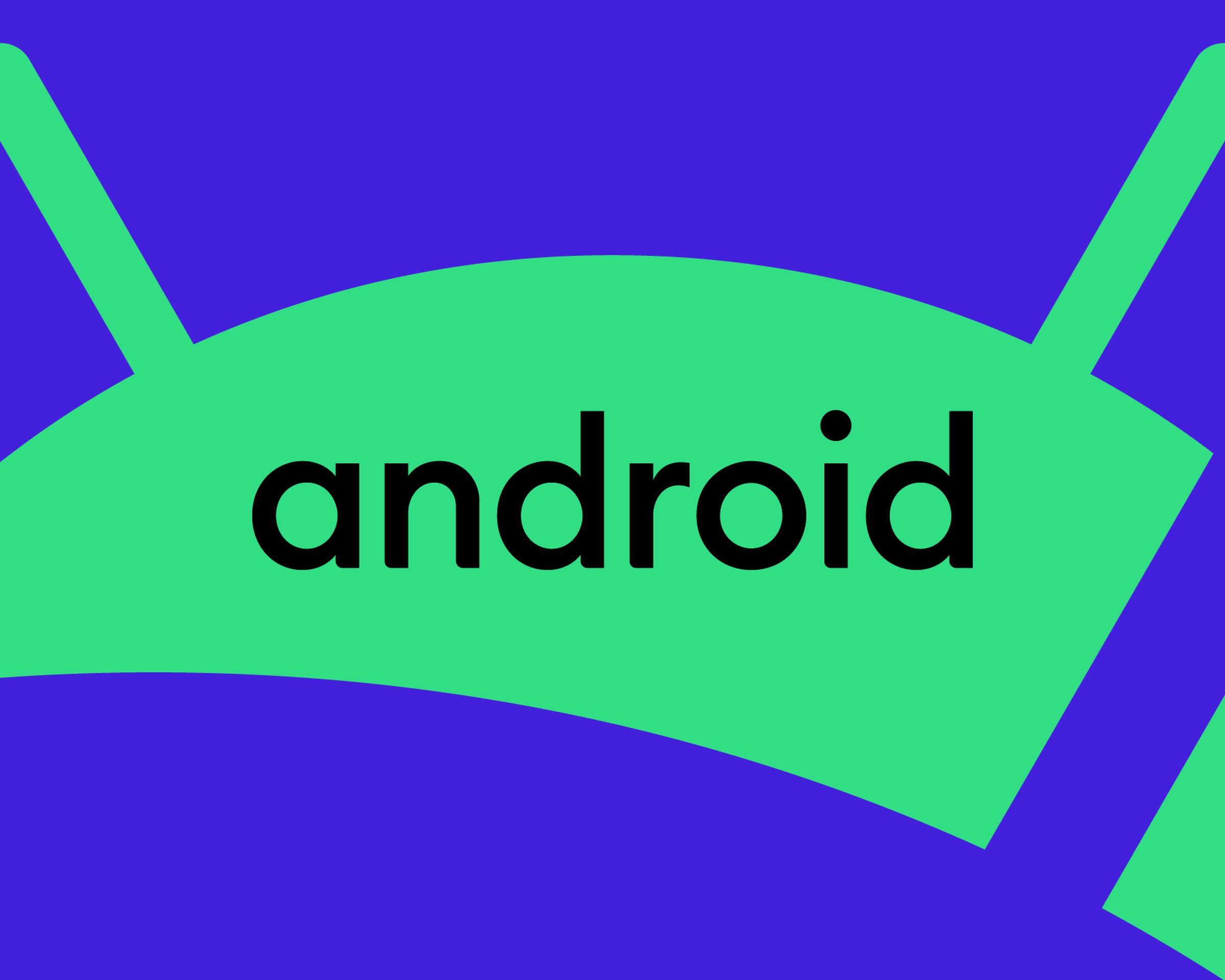 Android logo on a green and blue background