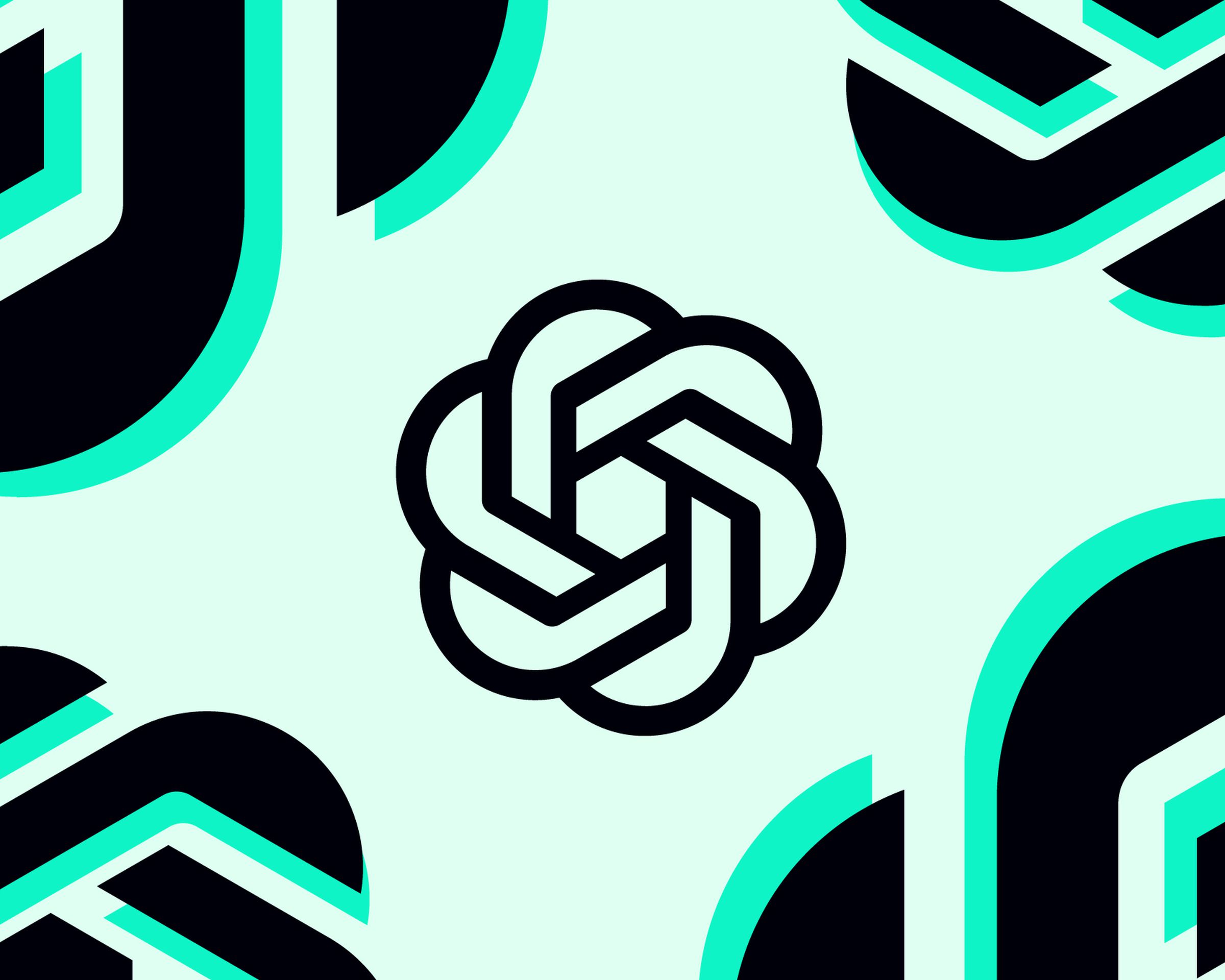 ChatGPT logo in mint green and black colors.