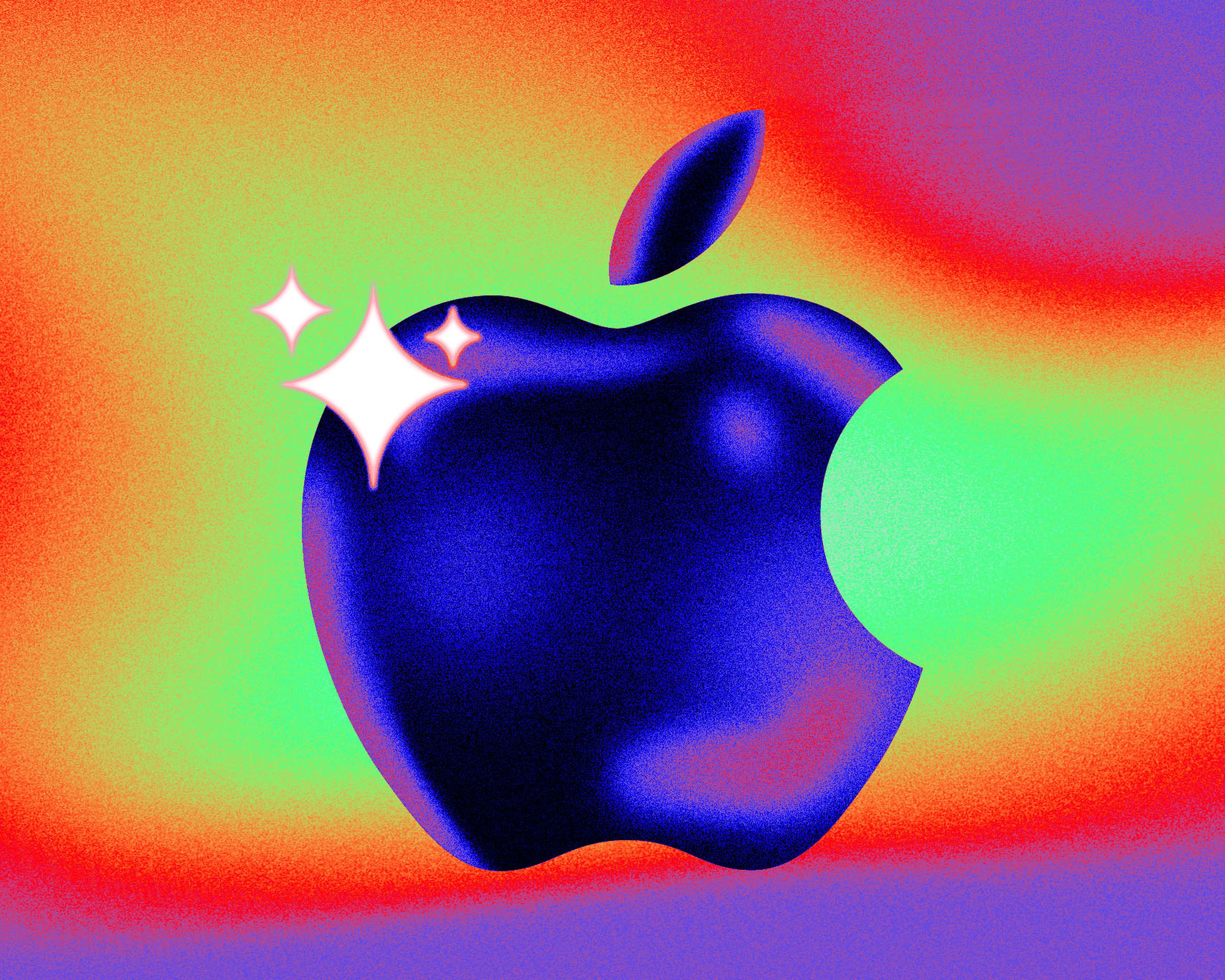 The Apple logo with a little AI sparkle.