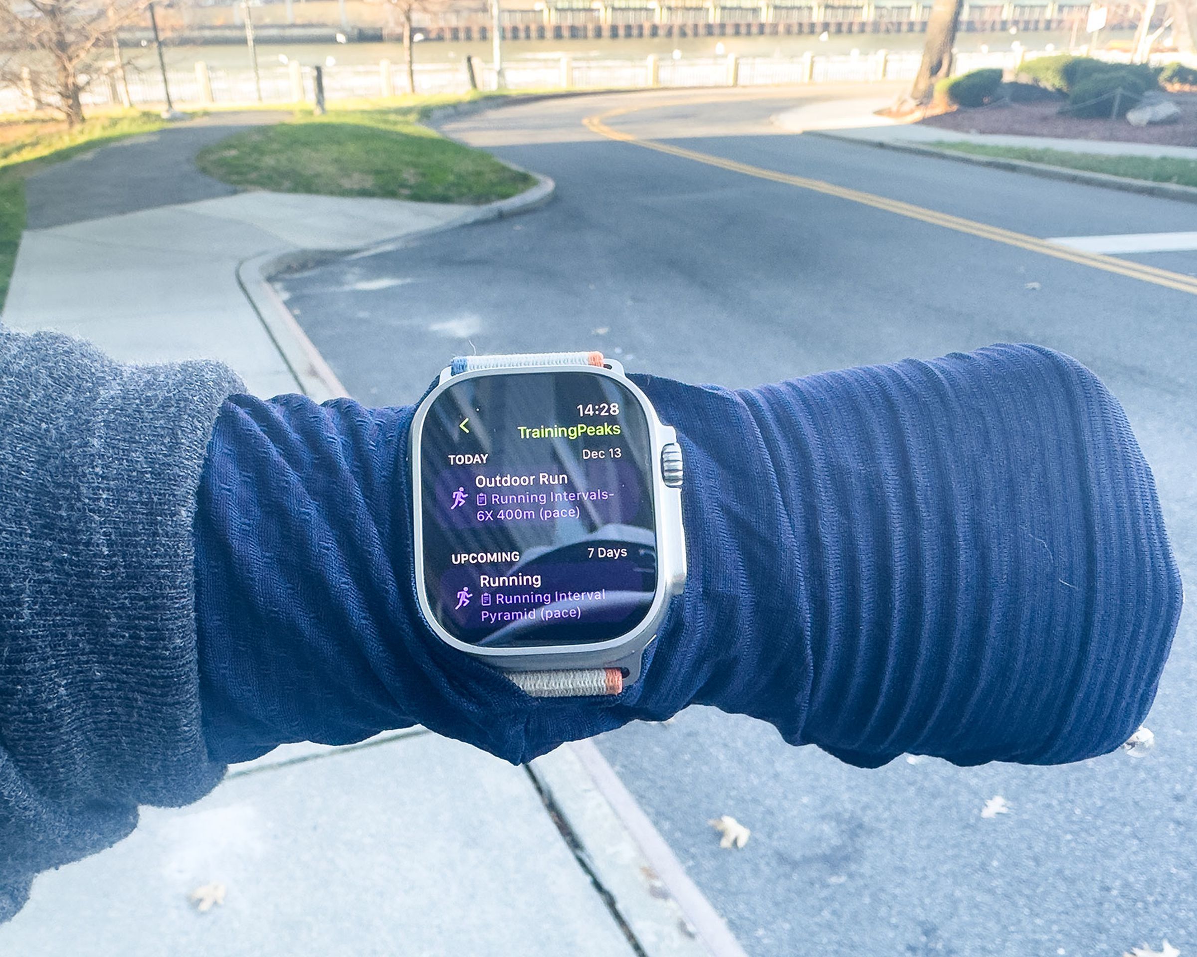 Person looking at Training Peaks workouts import onto an Apple Watch Ultra 2