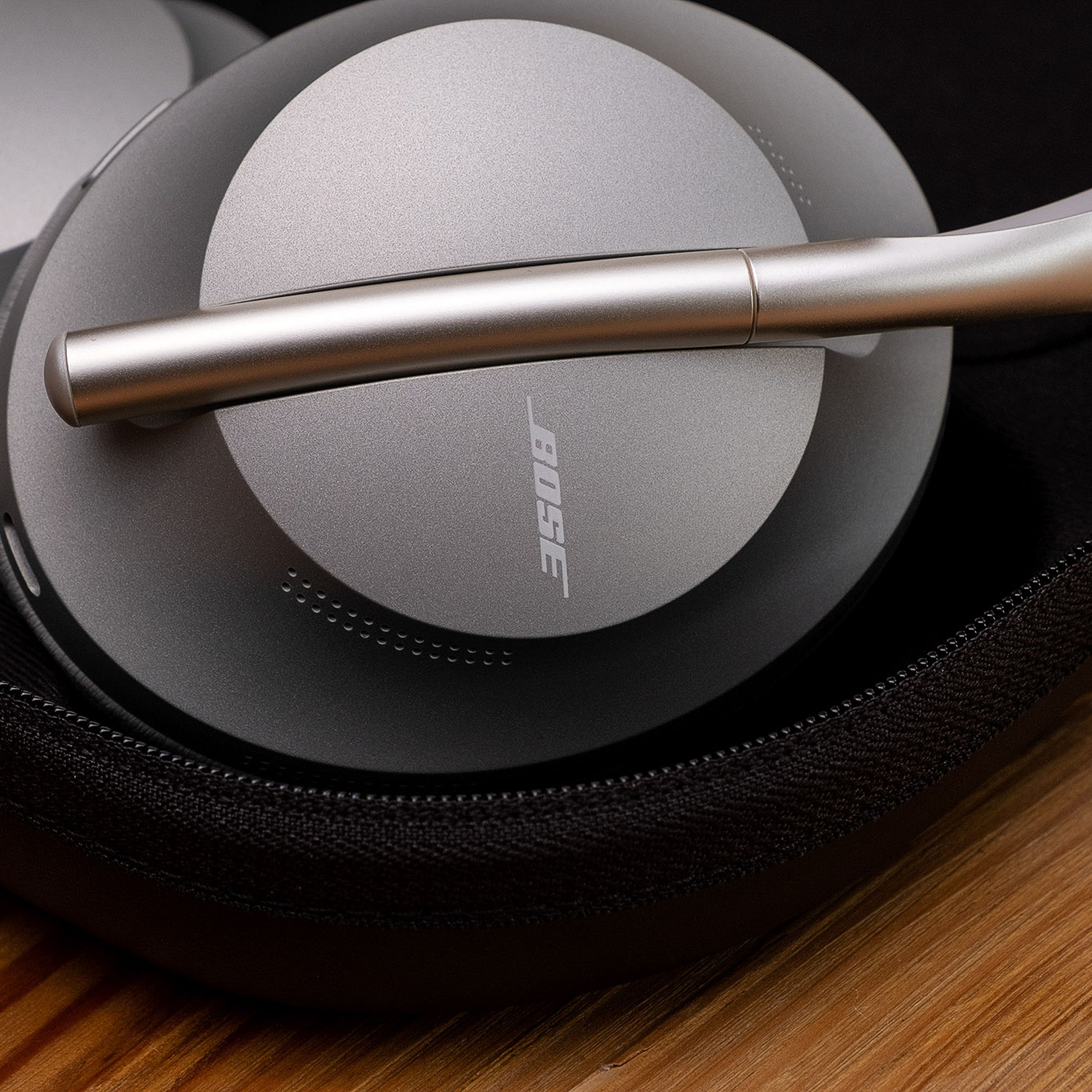 A close-up photo of the Bose Noise Canceling Headphones 700, the best noise-canceling headphones for video conferencing and voice calls.