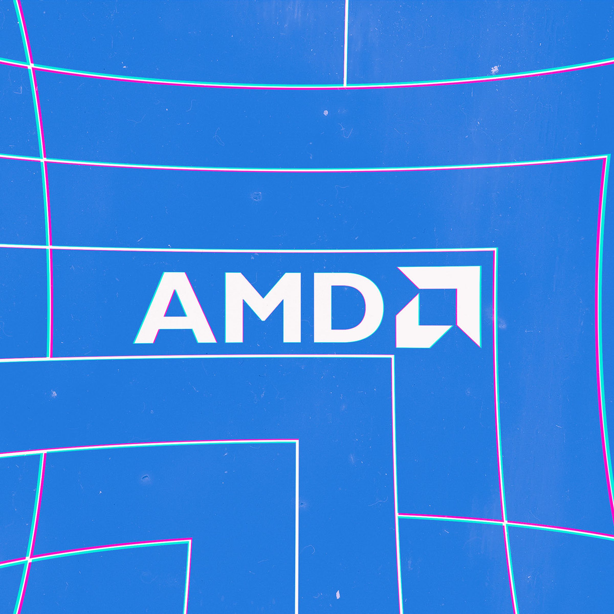 An image showing the AMD logo on a blue background