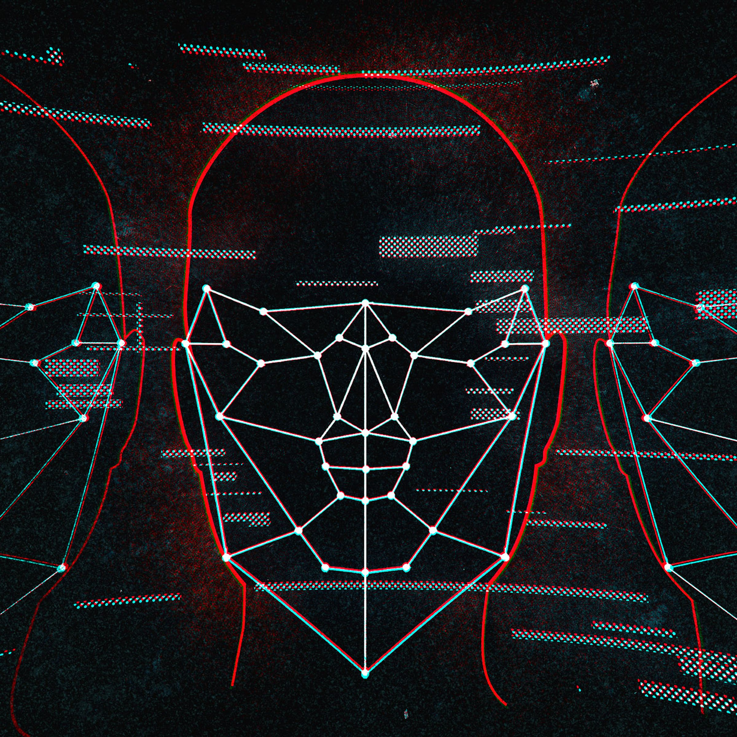 Illustration of algorithmic facial recognition.