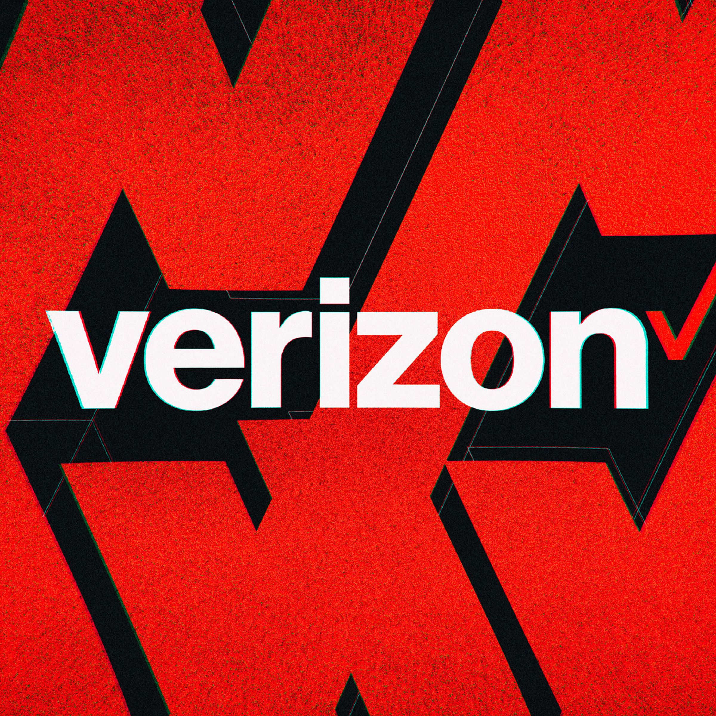A picture of the Verizon name logo with an overlapping pattern of the red checkmark logo in the background.
