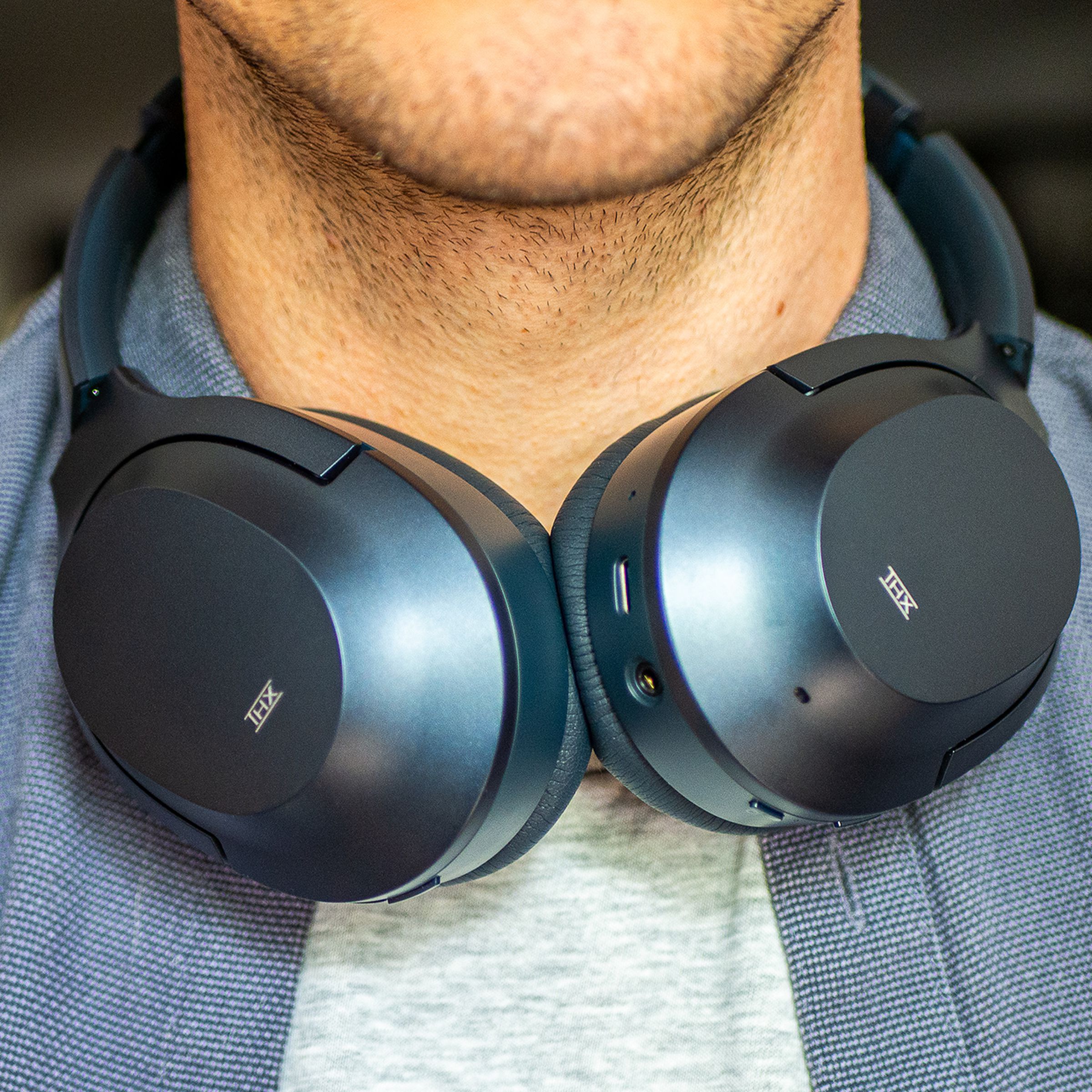 Razer Opus, the best noise-canceling headphones for around $200, worn around the neck.