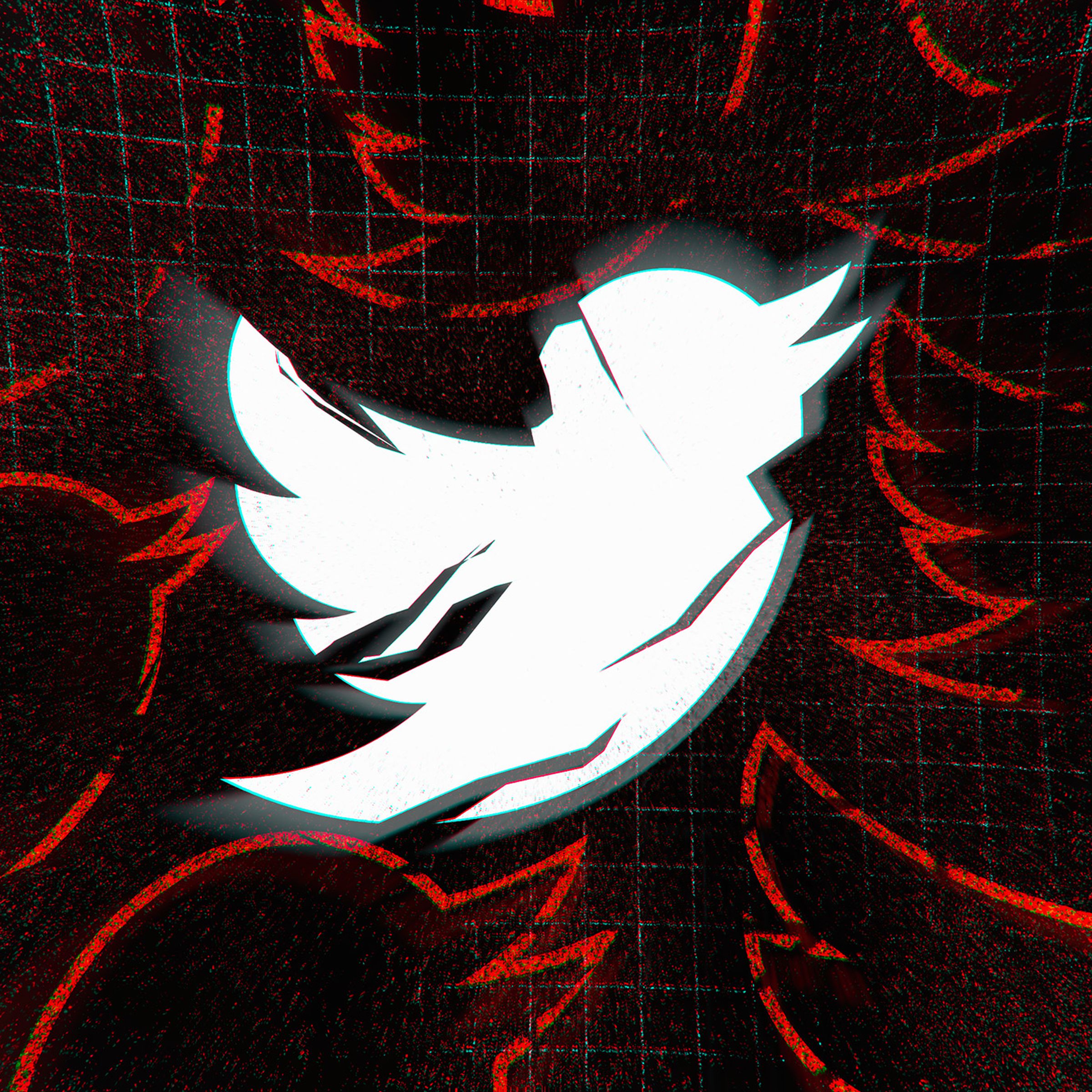 Twitter bird logo, but spooky